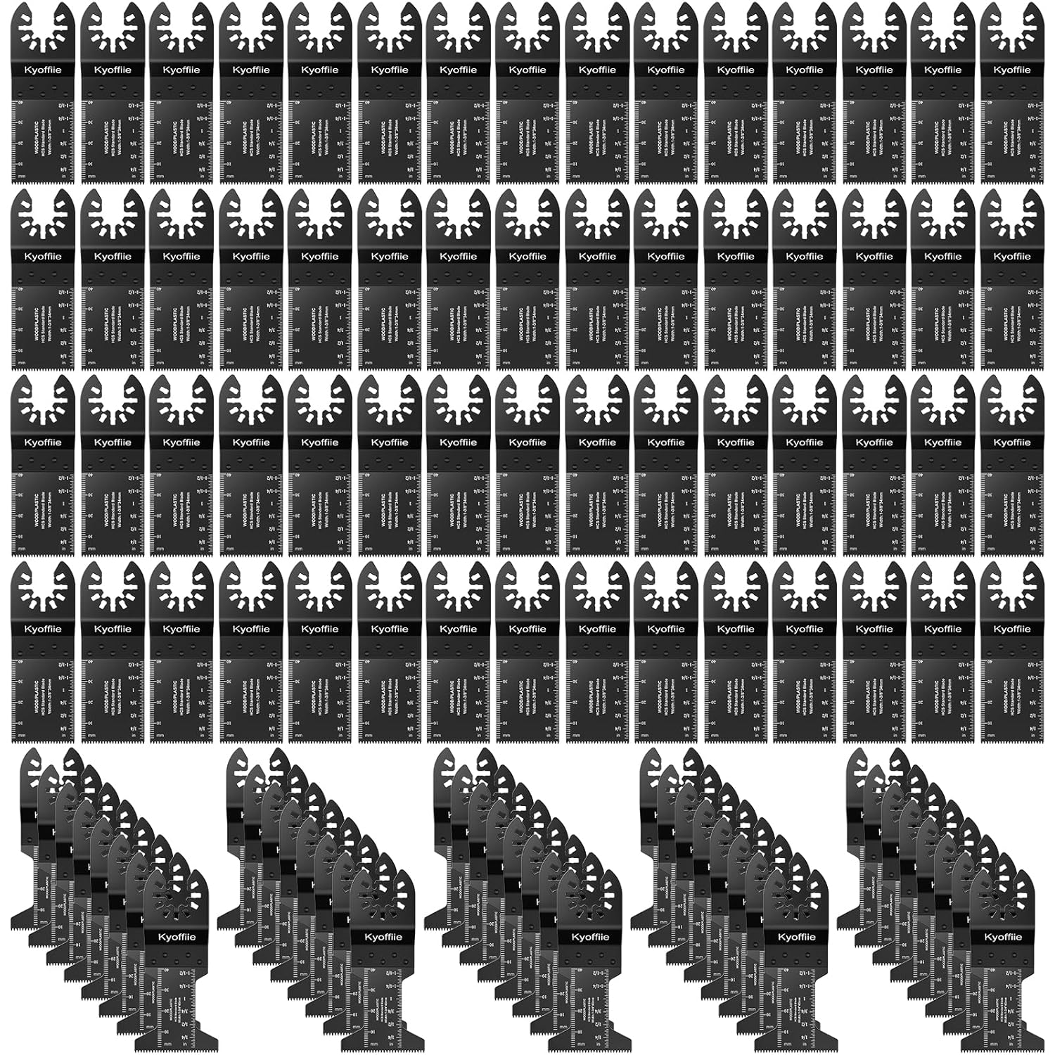 100 Pcs Oscillating Tool Blades, Quick Release Multitool Blades for Wood and Plastic, Compatible with Milwaukee, Ryobi, Makita, Bosch, and Craftsman