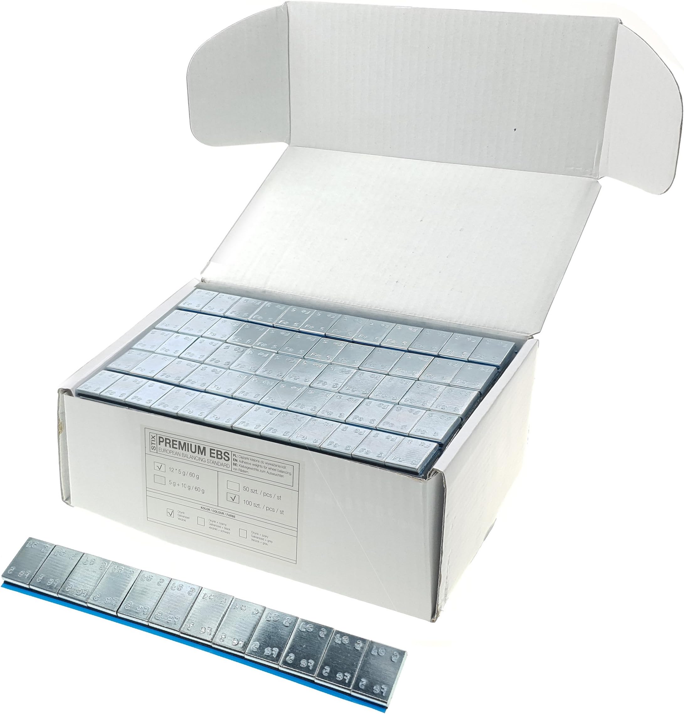 100 Pcs 12 x 5g 60g Aluminium Wheel Balance Weights Adhesive Weights Steel Zinc Plated St