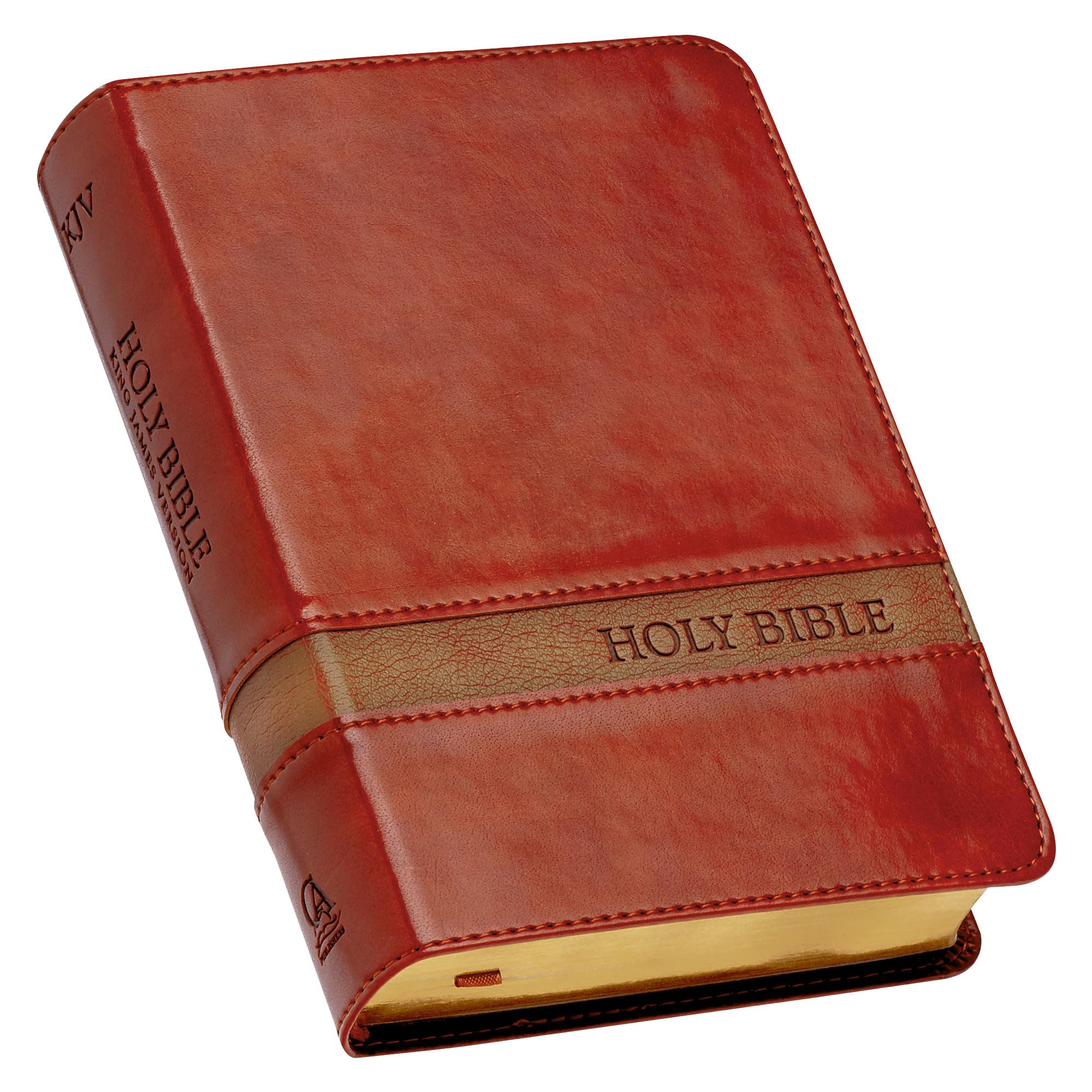KJV Holy Bible, Compact Large Print Faux Leather Red Letter Edition - Ribbon Marker, King James Version, Brown Two-tone Imitation Leather – Large Print, February 1, 2017