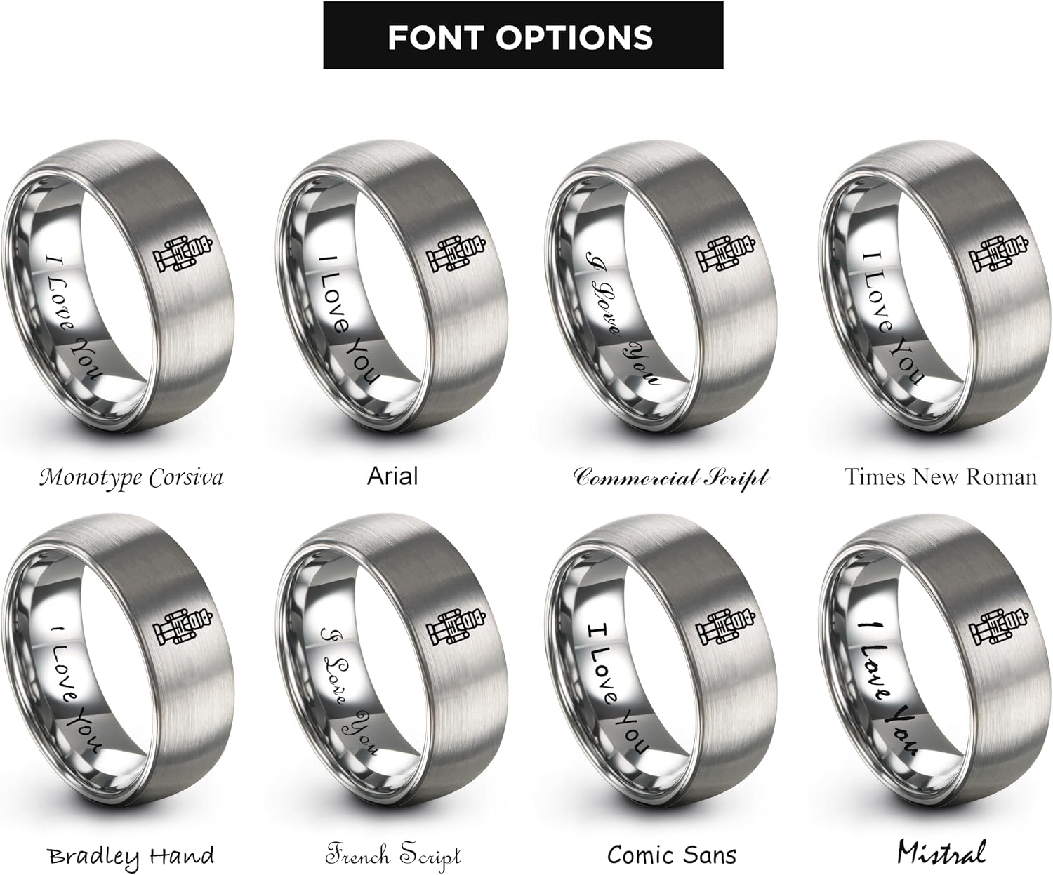 Toy Soldier Ring - Gift for Toy Collector - Anniversary Wedding - Personalized Custom Engraving - Flat Dome Bevel - Black Yellow Gold Silver - Men Women - 8mm - Brushed Polished - Band - Tungsten image 5