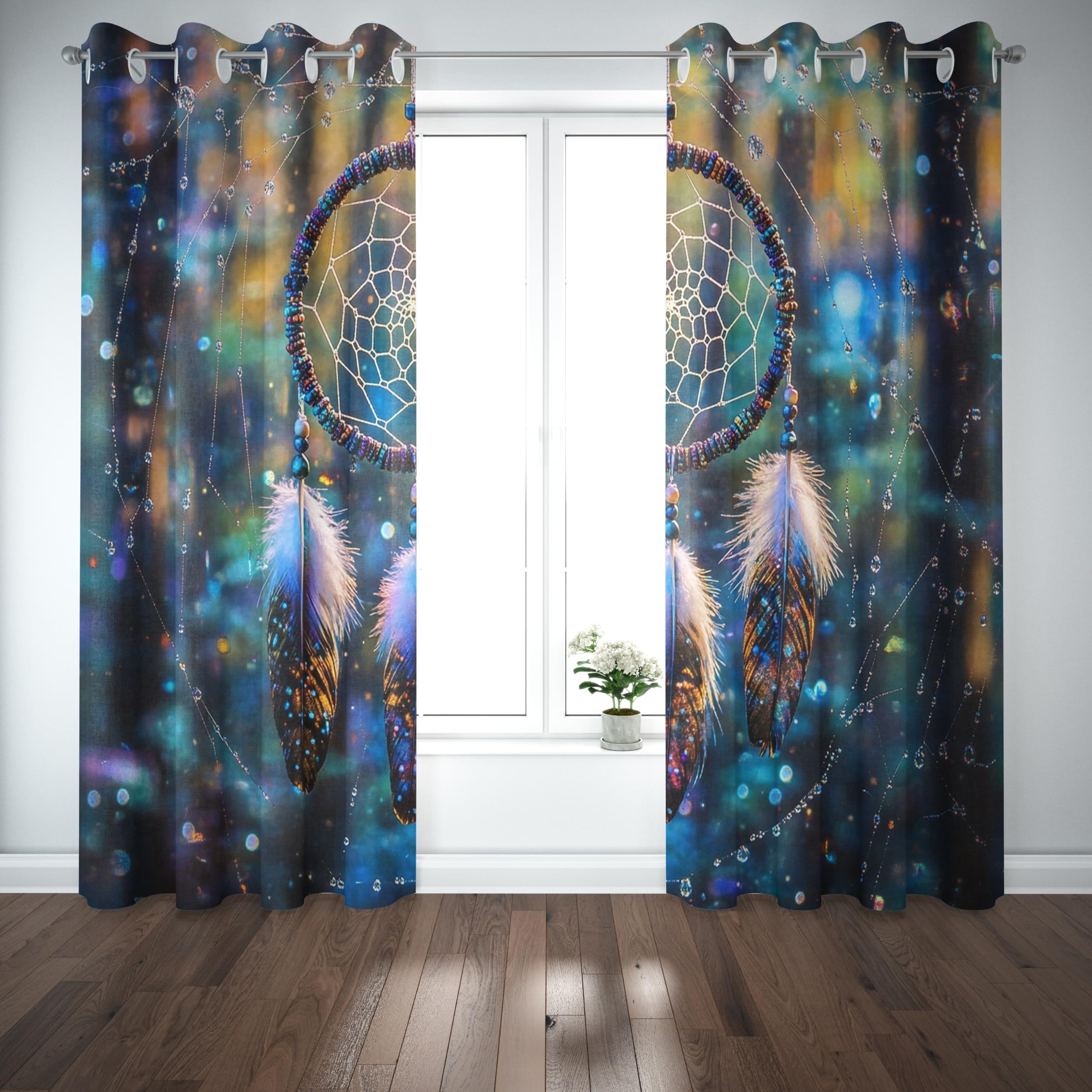 Generisch Blickdicht Verdunklungsvorhänge für Wohnzimmer H215 x B110 cm (2er Pack) TraumfäNger Gardinen für Kinderzimmer,Thermovorhang Bunt Waschbarer Polyester Ösenschal Vorhang