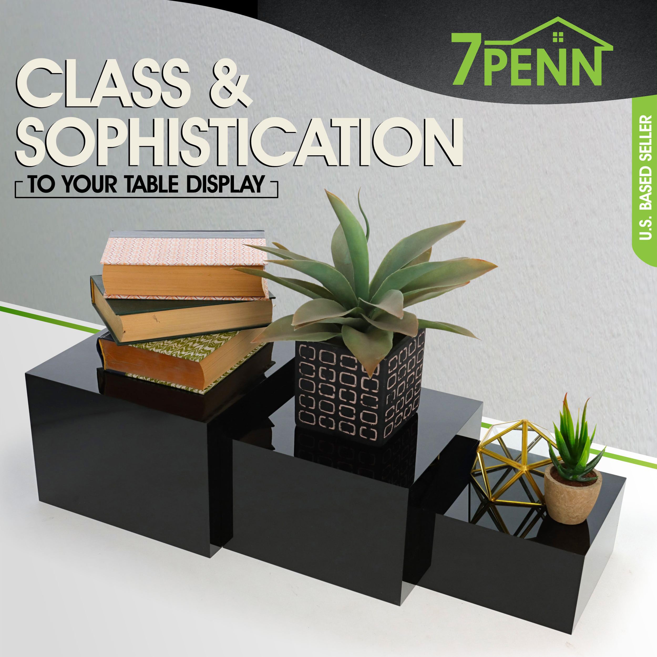 Snapklik.com : Acrylic Risers For Display Shelf - 3 Piece Black Shoe ...