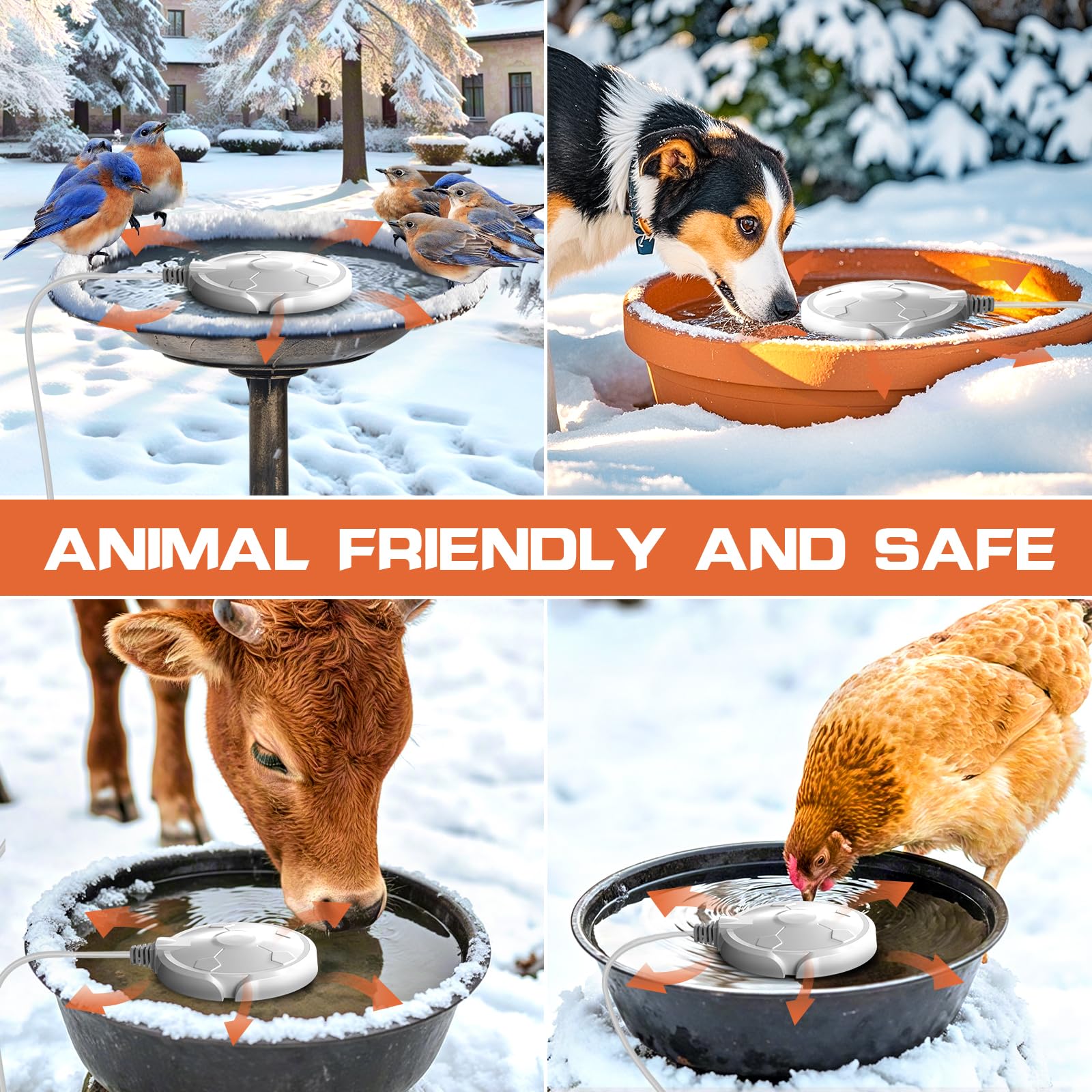 Daoeny Vogeltränken-Heizung, 120 W, Vogeltränken-Heizungen für den Außenbereich im Winter, Vogeltränken-Warmwasserbereiter, vollständig abgedecktes Aluminium, beheizte Vogeltränke, Teichenteiser mit