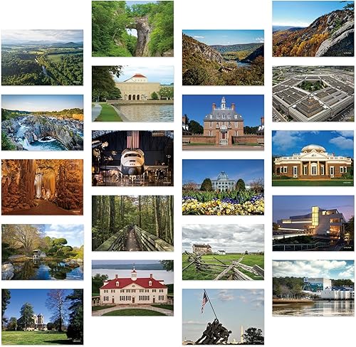 Tarjetas postales vintage de paisaje de Virginia de Estados Unidos, paquete de 20 postales de todo el mundo, tarjetas de felicitación para viajes de