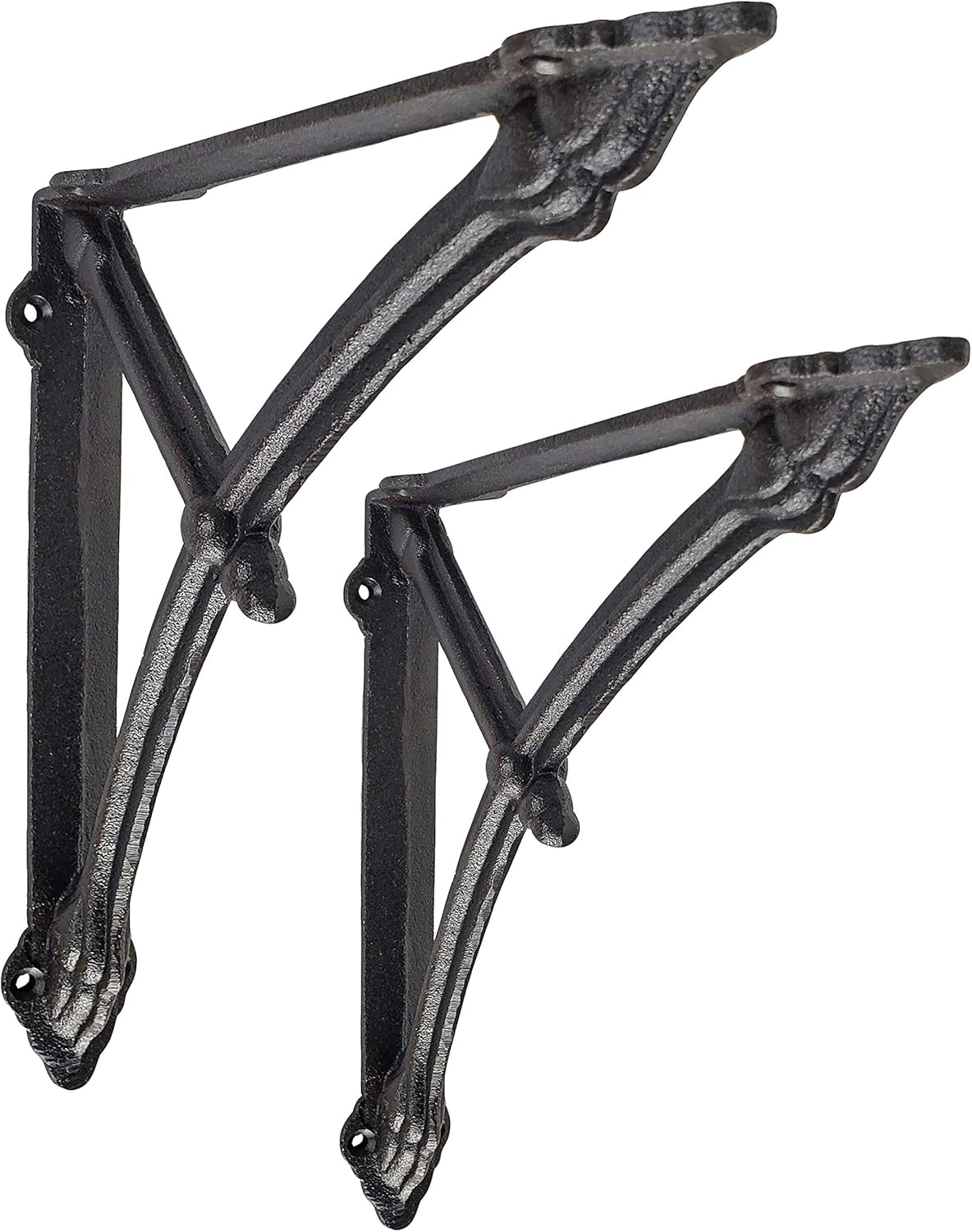 NACH Decorative Shelf Brackets, 2 Pack of 9.1 x 1.5 x 9.1 inch, Black Cast Iron Wall Shelf Brackets - Metal Brackets for Shelves - Half Round Support Arm Brackets
