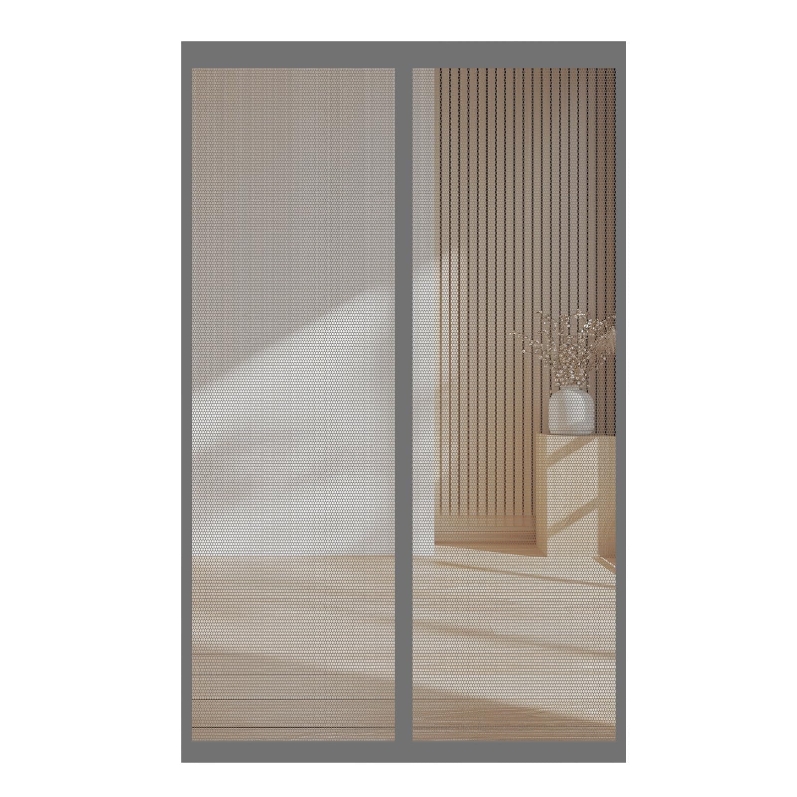 Moustiquaire Porte Fenêtre 320 x 230 cm Sans Perçage, Fermeture Automatique, Maintient L'Air Frais à L'Intérieur, Anti-Insectes Moustiquaire Aimantée pour Porte Exterieur, Gris
