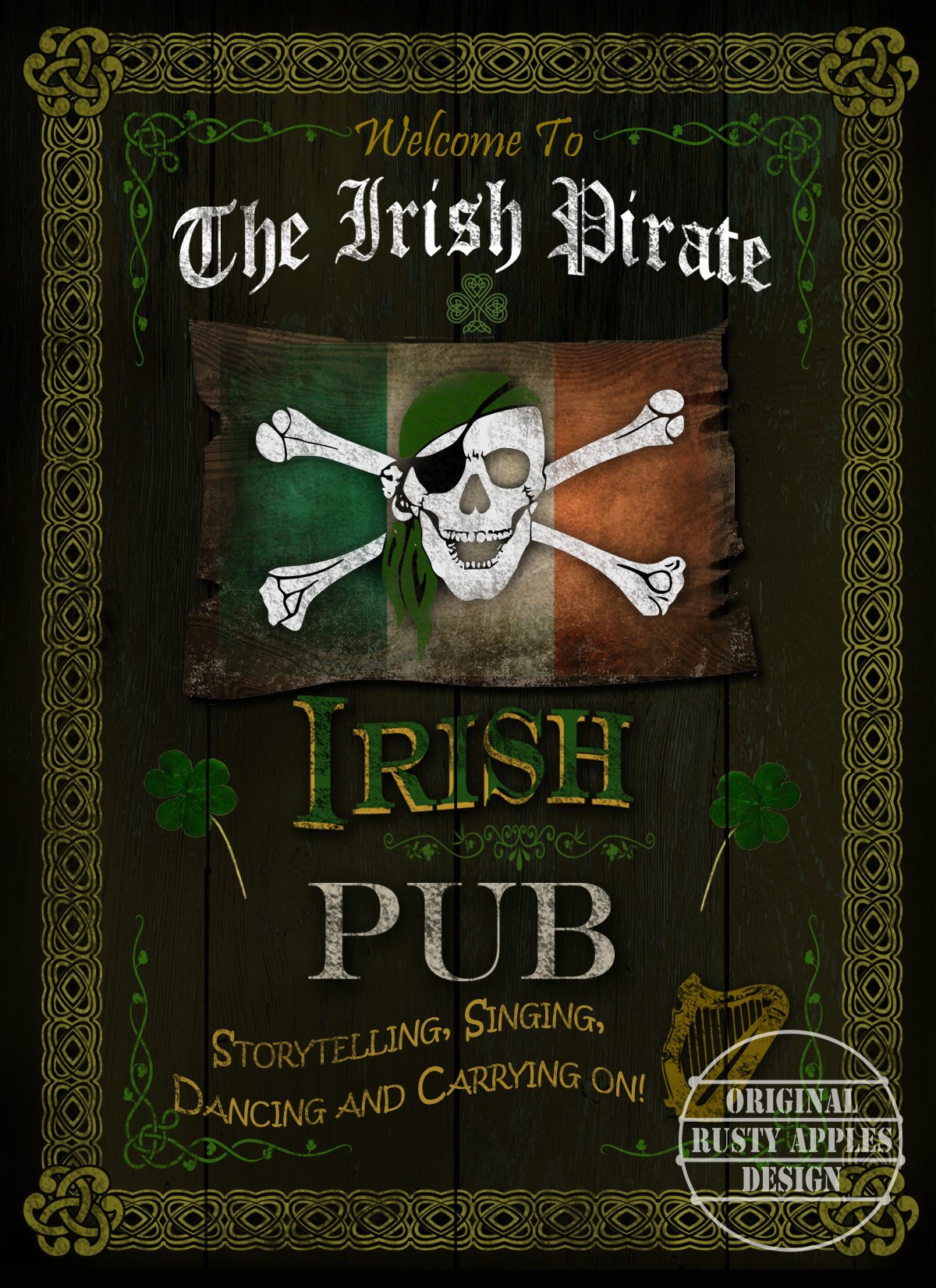 The Rusty Apples Metal Sign Co Skull & Crossbones Irish Pub Sign – Vintage - Style Metal Sign – 3 Sizes To Choose – Home Decor – Unique Gift (8” X 6” 200 X 150 Mm)