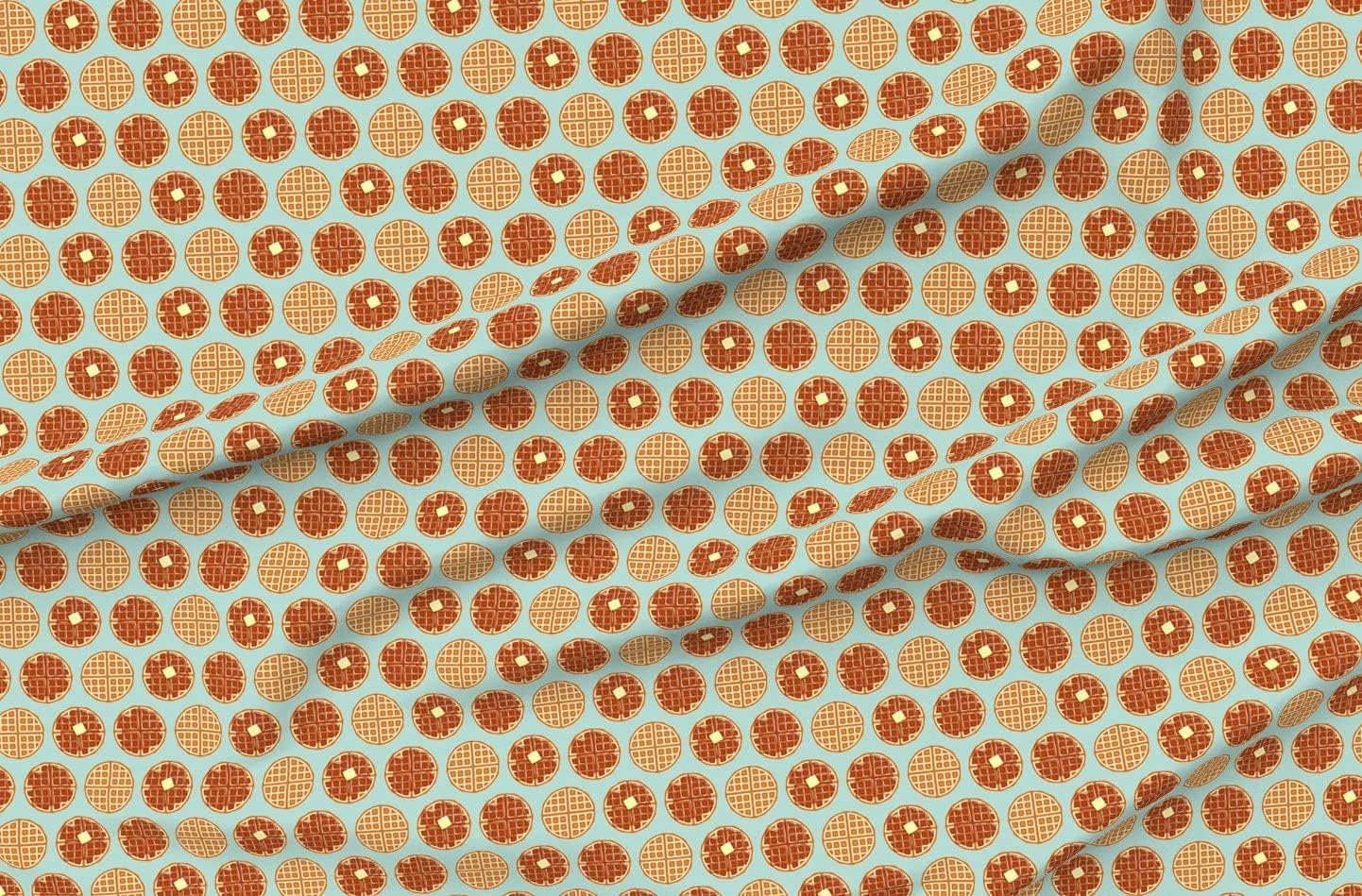 Spoonflower Fabric - Dark Mint Waffle Breakfast Food Printed on Minky Fabric by The Yard - Sewing Baby Blankets Quilt Backing Plush