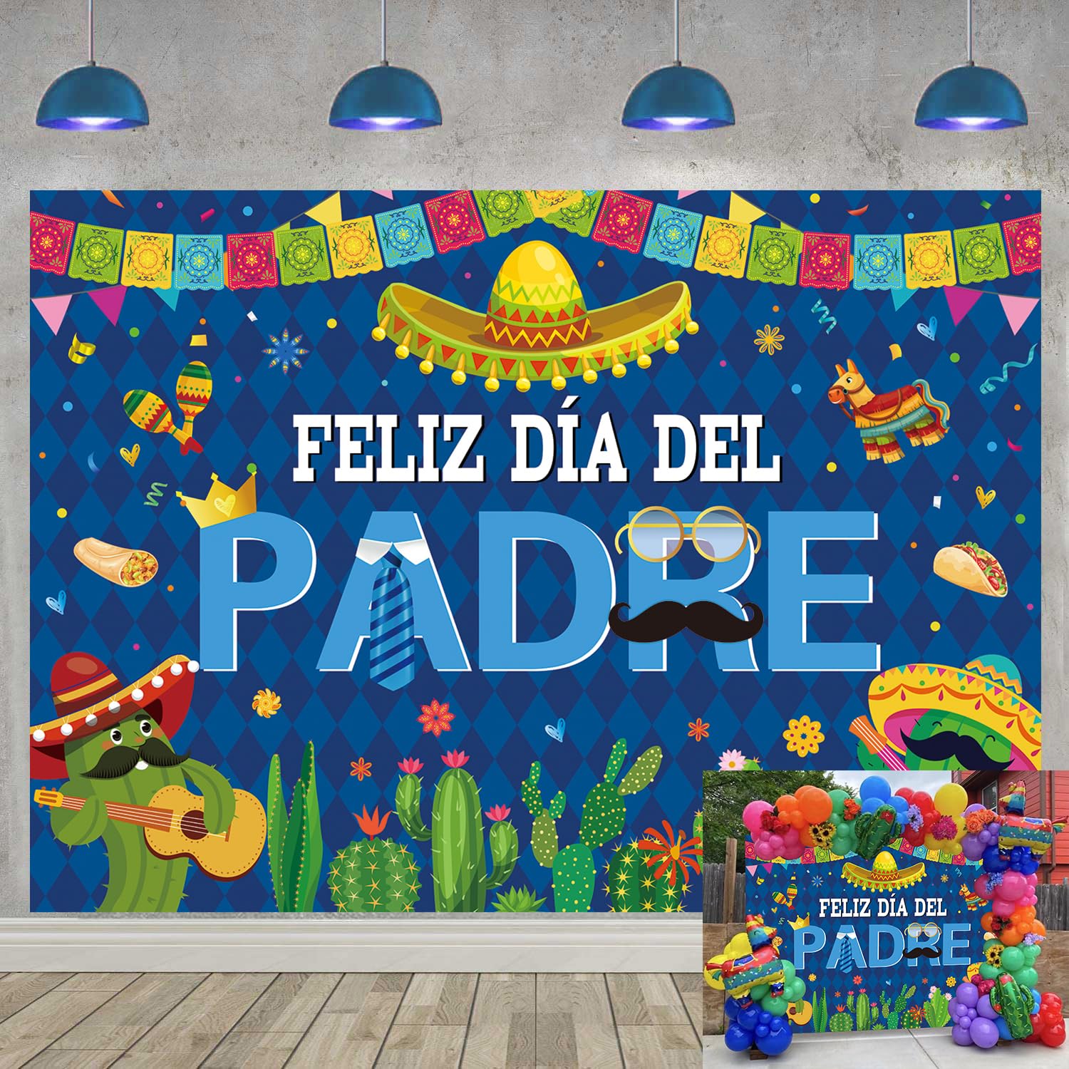 Feliz Dia Del Padre Backdrop Mexican Happy Father's Day Photography Background Spanish Fathers Day I Love Dad Party Decoracions Banner (8x6FT: 96x72