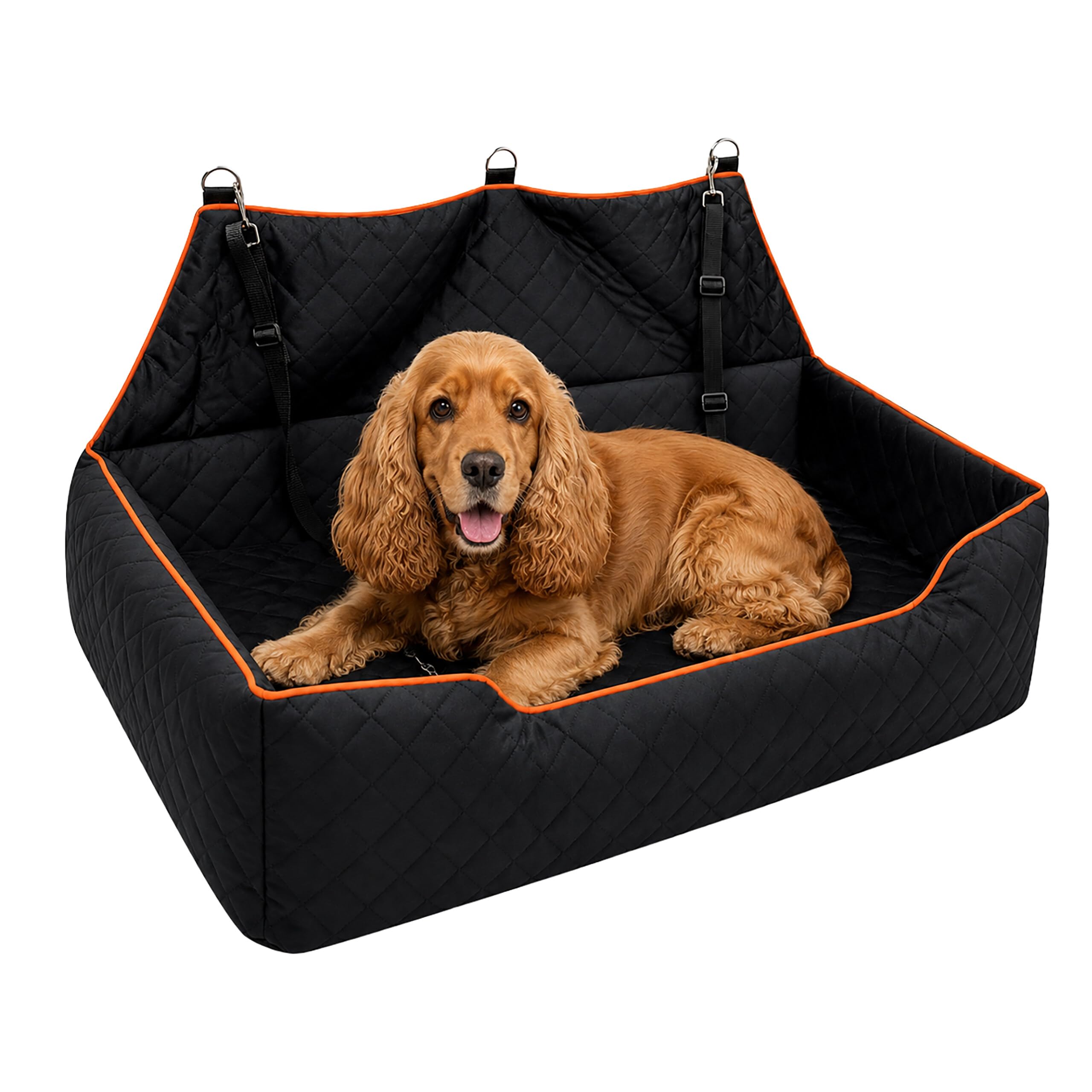 Relaxdays Hundeautositz, Kofferraum & Rückbank, schwarz | große Hunde bis 60 kg, XXL, Kofferraumschutz, HBT: 20x110x50 cm
