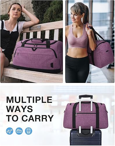 Miniatura 2 de Bolsa de lona para viajes, bolsa de viaje BAGSMART de fin de semana, bolsa de viaje con bolsa de aseo personal, bolsa de zapatos, Púrpura, Viajes