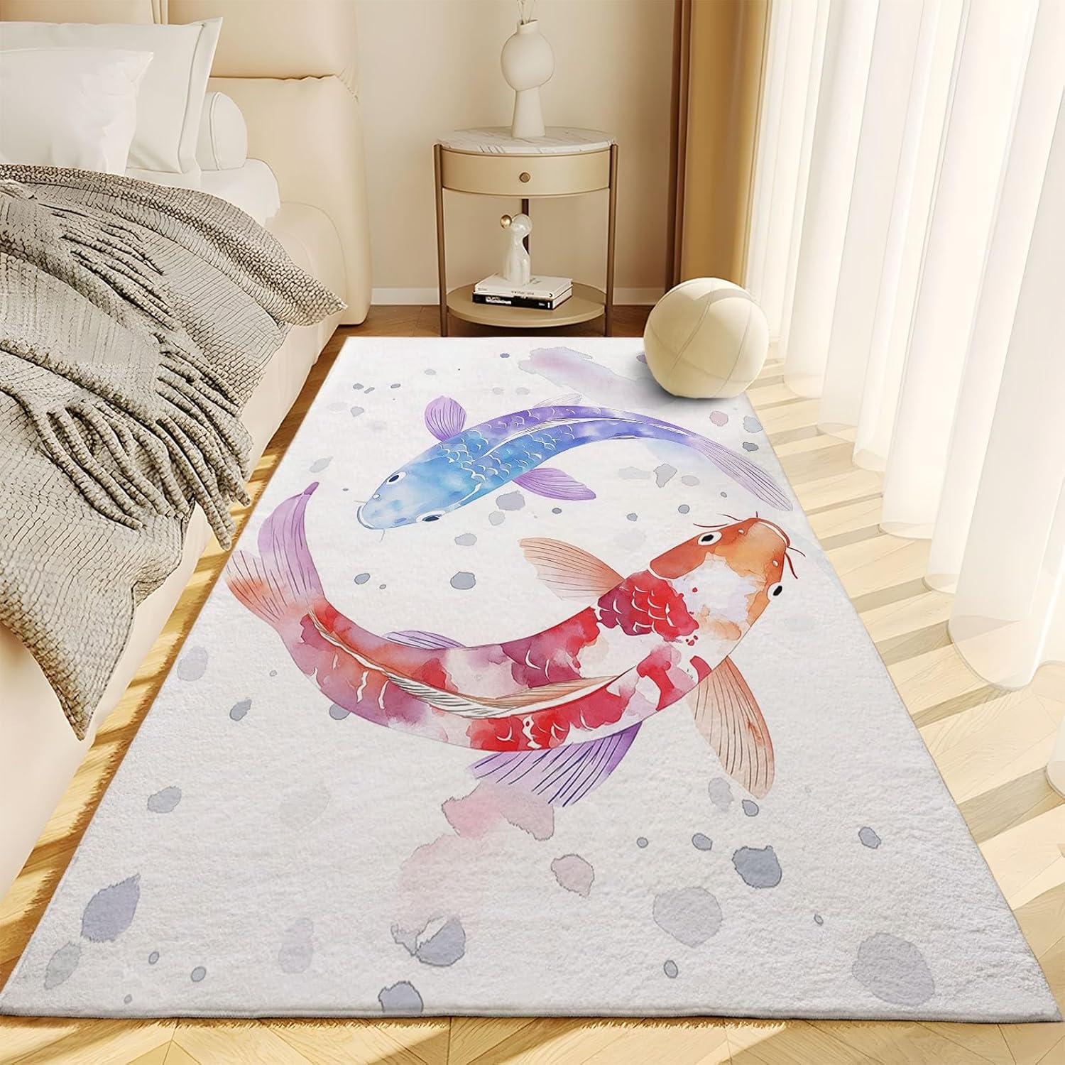 Area Rug Living Room 2x3 ft Rugs Watercolor Carp Indoor Soft Low Pile Carpet Decor Large Washable for Bedroom Dining Room Under Kitchen Table Home Office