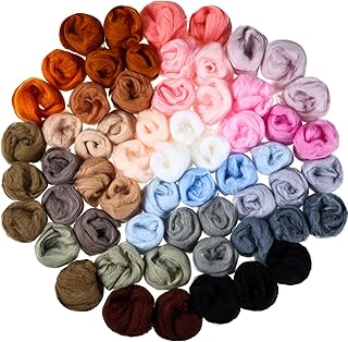 144 Pcs Needle Felting Wool 24 Colors Fiber Wool Yarn Roving Needle Felting Supplies Needle Felting Hand Spinning for Beginners Kids DIY Wool Felting Blending Crafts Supplies