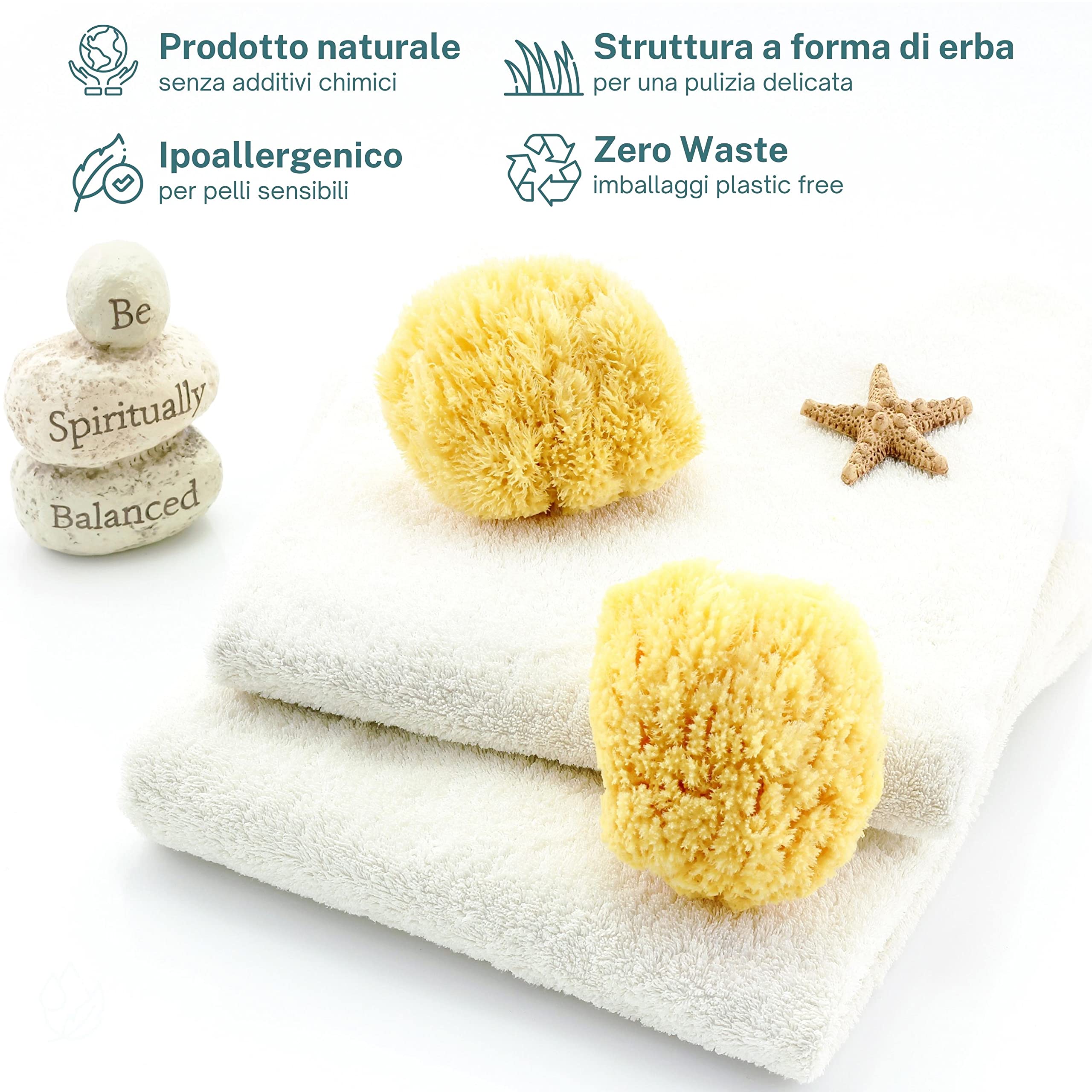 tom&pat® Spugna naturale Grass • miracolo di schiuma extra • morbida da bagno e doccia • per bagnetto neonato, bambini e corpo • Dermatest eccellente • qualità premium Grecia (17-18 cm)