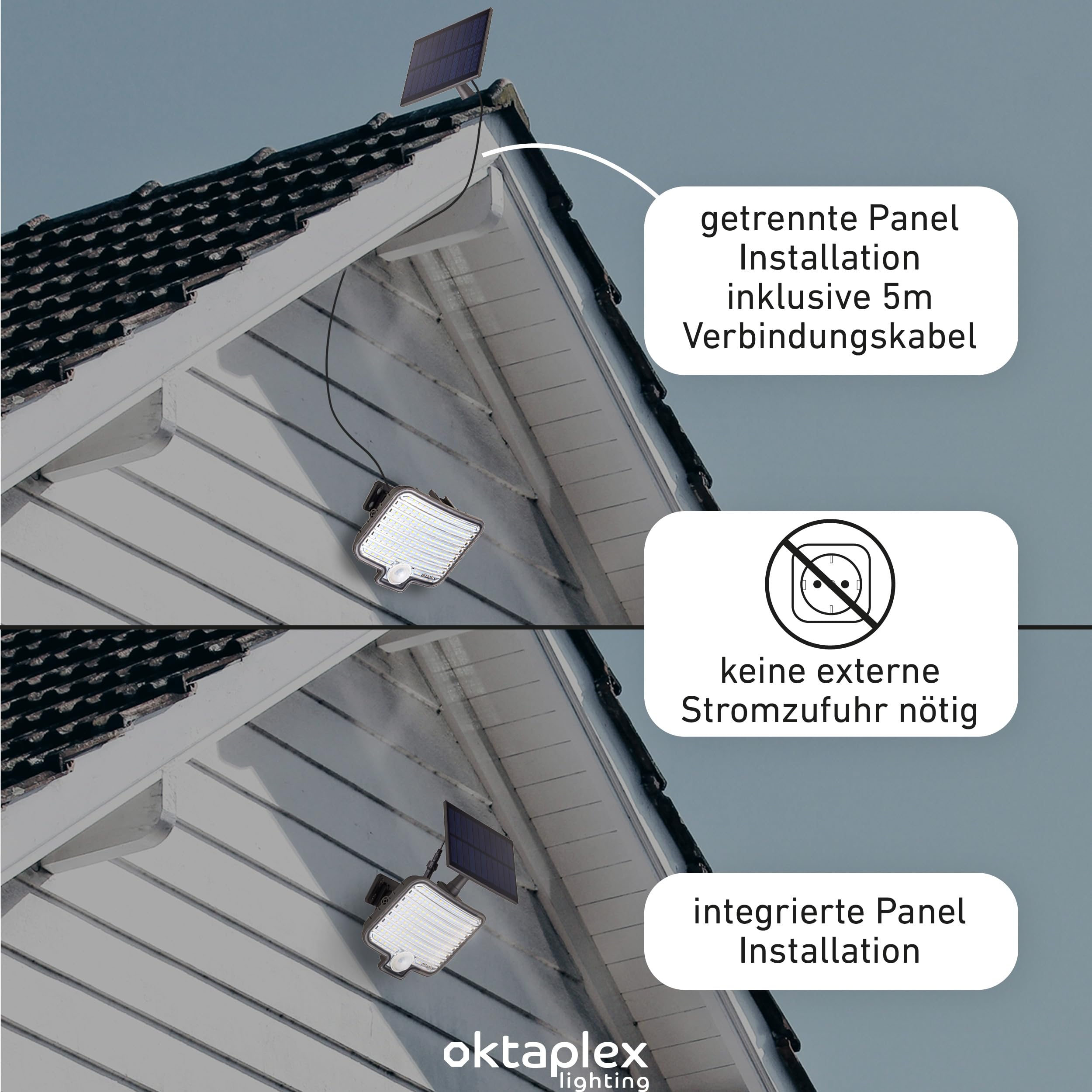 Oktaplex 2er Set Ede LED Solar Außenstrahler mit Bewegungsmelder Anthrazit | IP44 warmweiß 3000K Solar Wandleuchte Außen