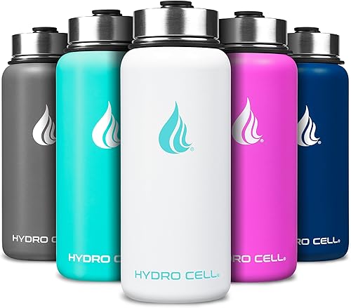 Miniatura 118 de HYDRO CELL Botella de agua aislada de acero inoxidable con pajilla, para bebidas frías y calientes, frasco de vacío de metal con tapa de rosca y