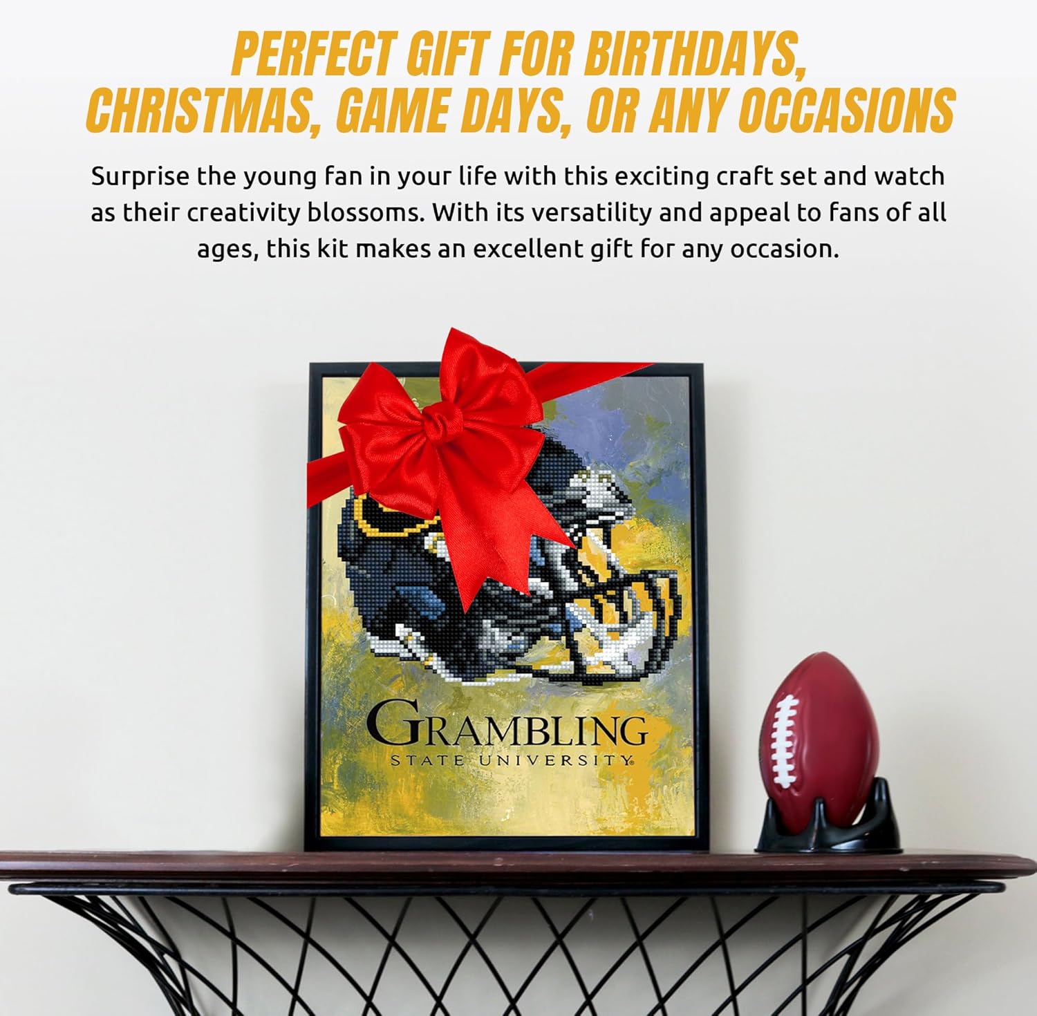 Sporticulture NCAA Grambling Diamond Painting Craft Kit – Officially Licensed DIY Fan Art, Includes Pre-Sorted Gems, Stylus, Tray, and Instructions – Perfect for Framing and Display
