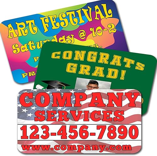 Paquete de dos (2) imanes personalizados para automóvil con esquinas redondeadas, personaliza tu mensaje, a todo color, impresión digital (elige tu