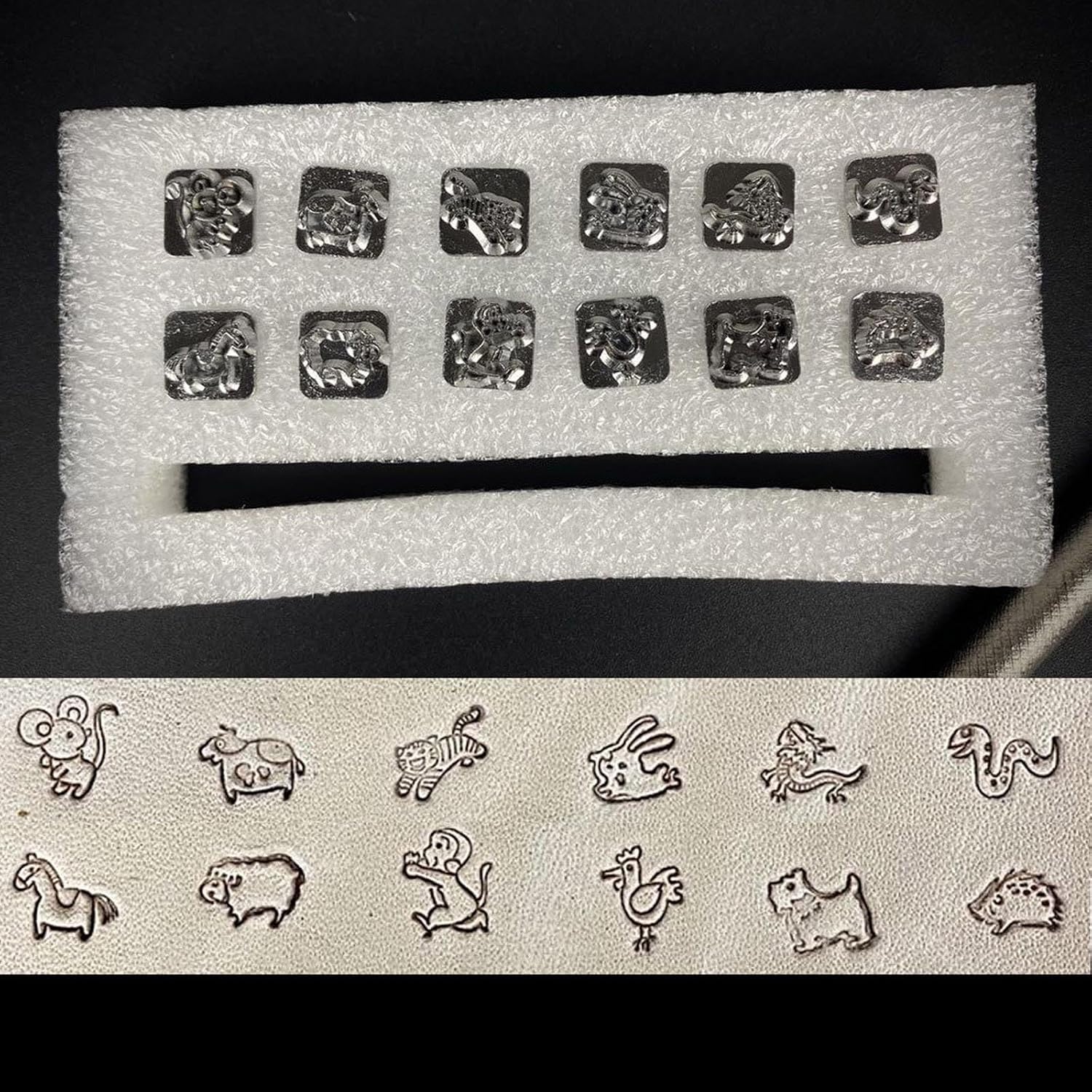 Metal Stamping Tool 12 Chinese Stamp Tools Set Leather Craft Stamping for Beginners and Professionals Punching Animal Plant Patterns Stamps for Craft Stamps