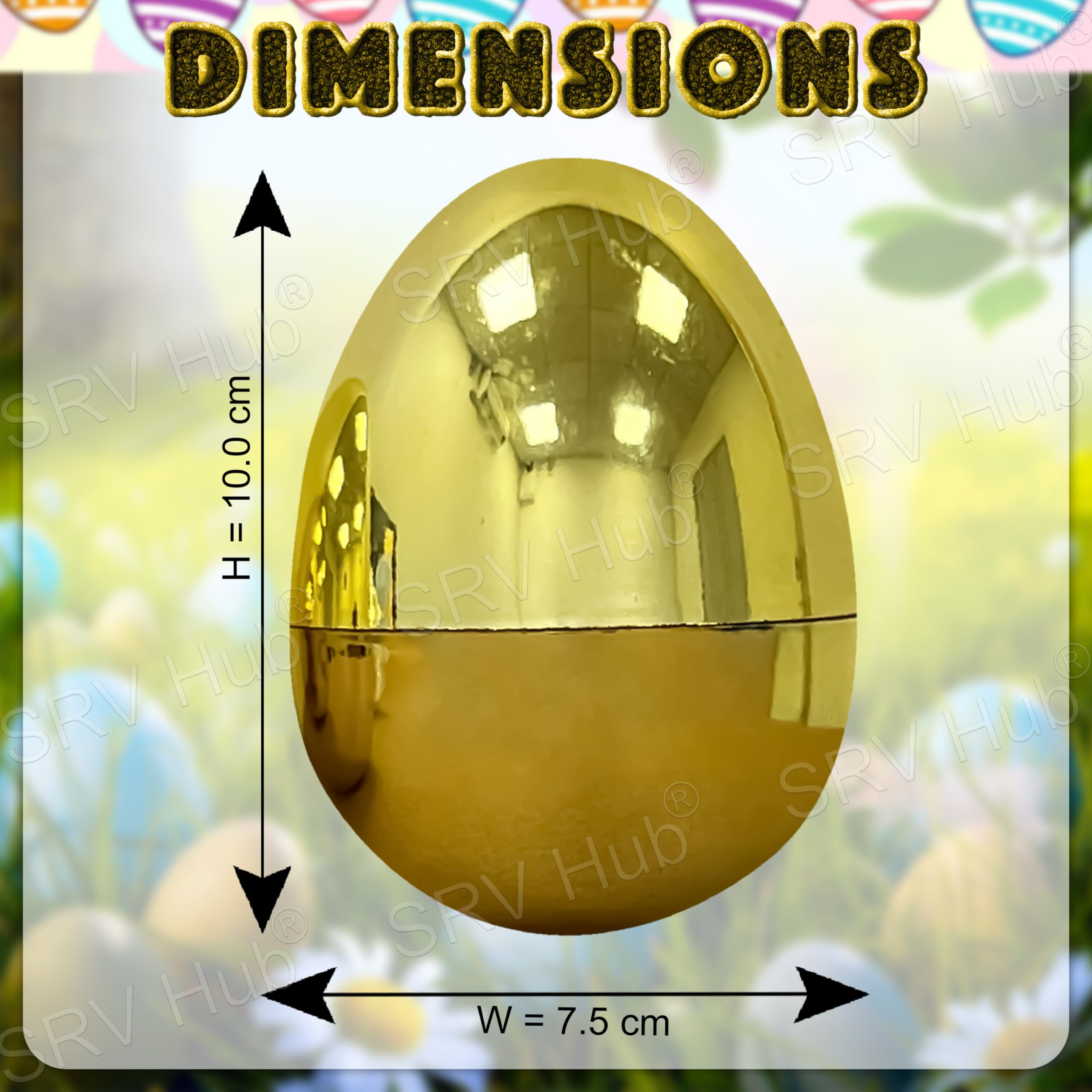 Jumbo Fillable Easter Egg 10cm/3.9", Large Golden Plastic Egg Fillable for Easter Decoration Egg Hunt Party Bag Fillers - Image 4