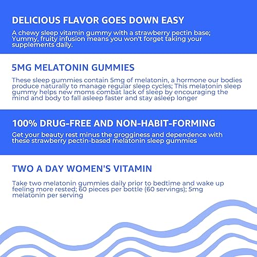 Miniatura 5 de Baby Blues Vitaminas para dormir para mamás - Gomitas con sabor a melatonina y fresa de 5 mg