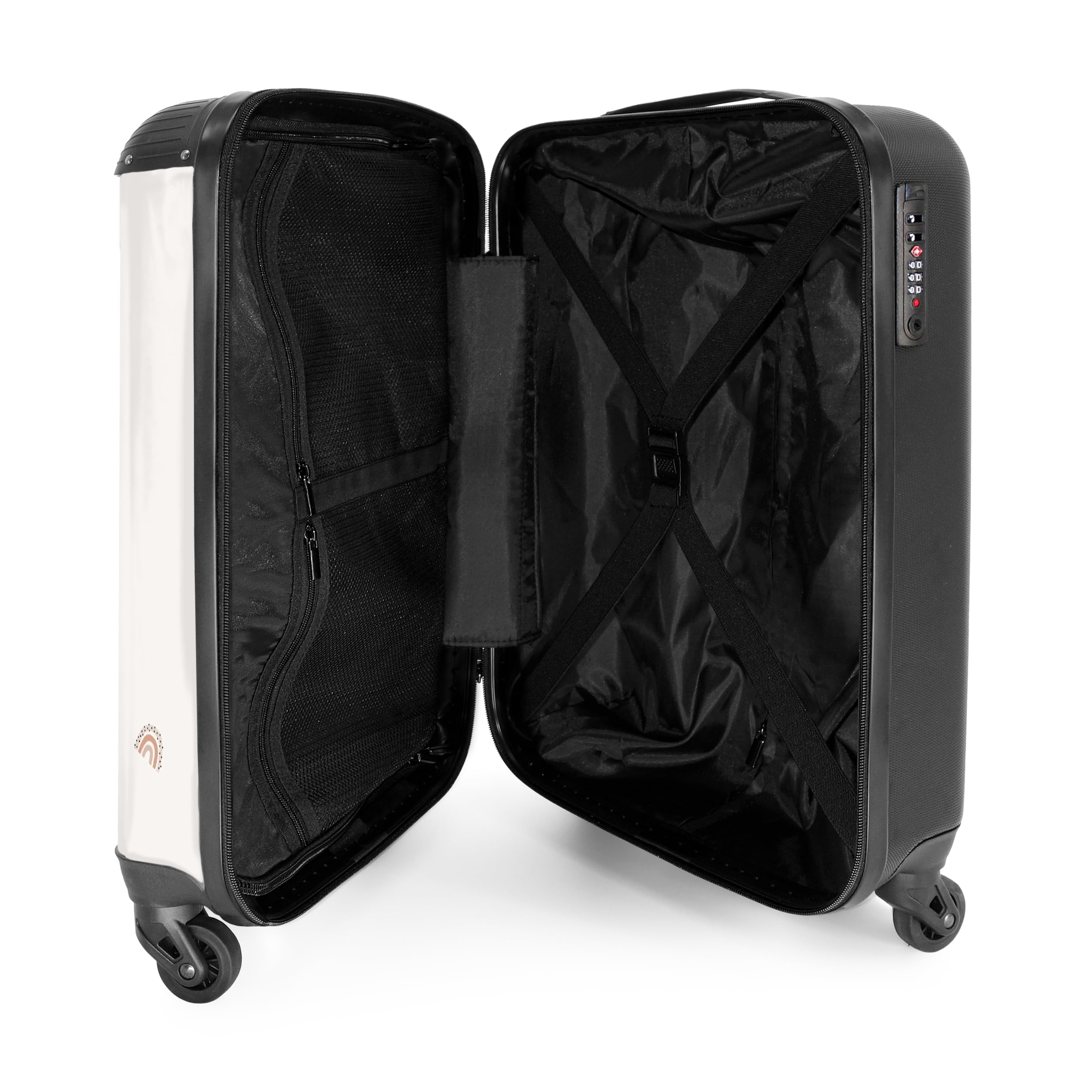 NoBoringSuitcases.com Maleta Infantil Personalizada Rosa Ruedas, Equipaje de Mano Niña Diseño Unicornio Estampado Arcoíris (55x40x20 cm)