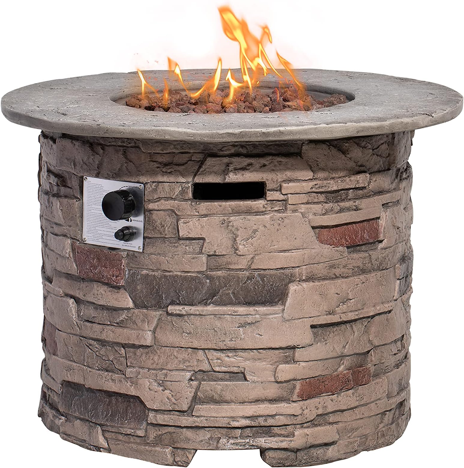 Christopher Knight Home Angeles Outdoor Circular Fire Pit 40,000 BTU, Grey