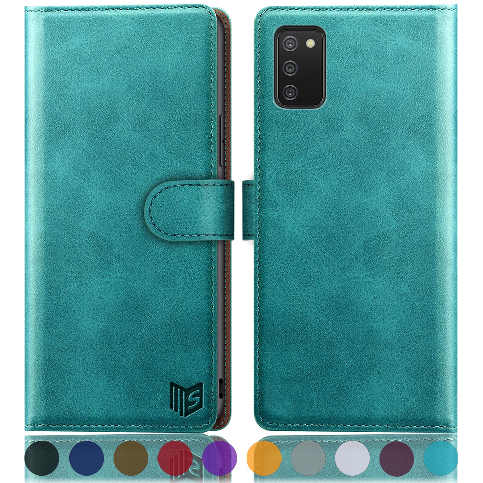 SUANPOT for Samsung Galaxy A02S with RFID Blocking Leather Wallet case Credit Card Holder, Flip Folio Book Phone case Shockproof Cover for Women Men