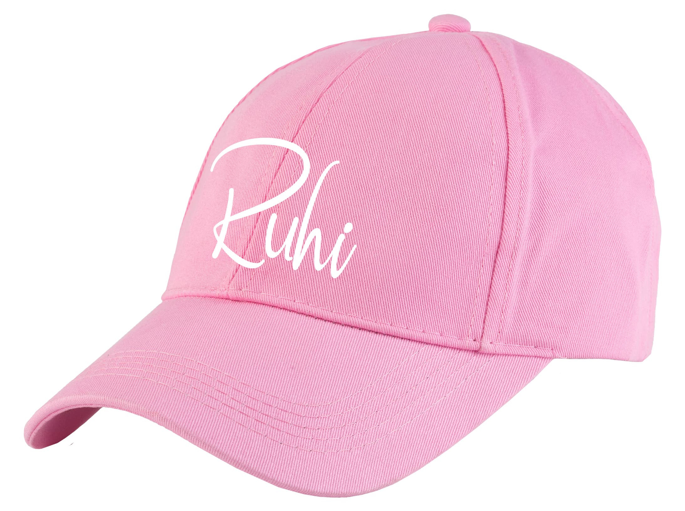 AICA Personalised Name Cotton Cap for Men & Women Black, Free Size | Gifts for Men & Women (Pink)