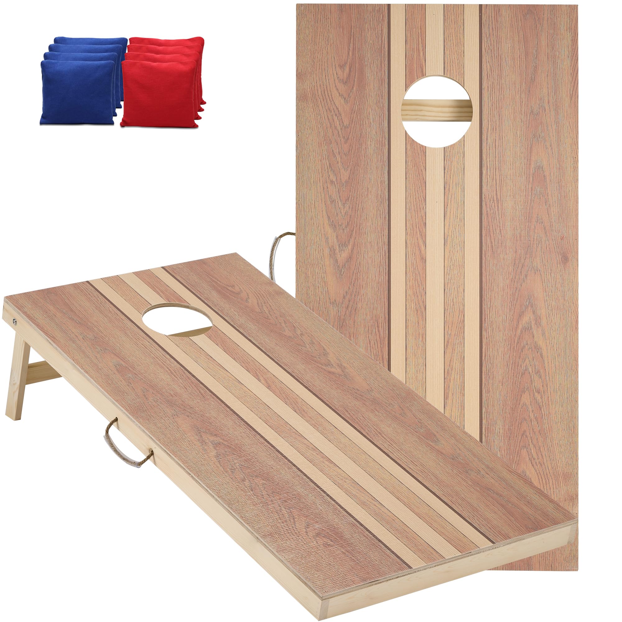 4x2 ft Solid Wood Cornhole Set with 8 Bean Bags, Regulation Size Cornhole Board Set for Adults, Cornhole Game Set for Tailgate Backyard Toss Games Indoor&amp;Outdoor Activities