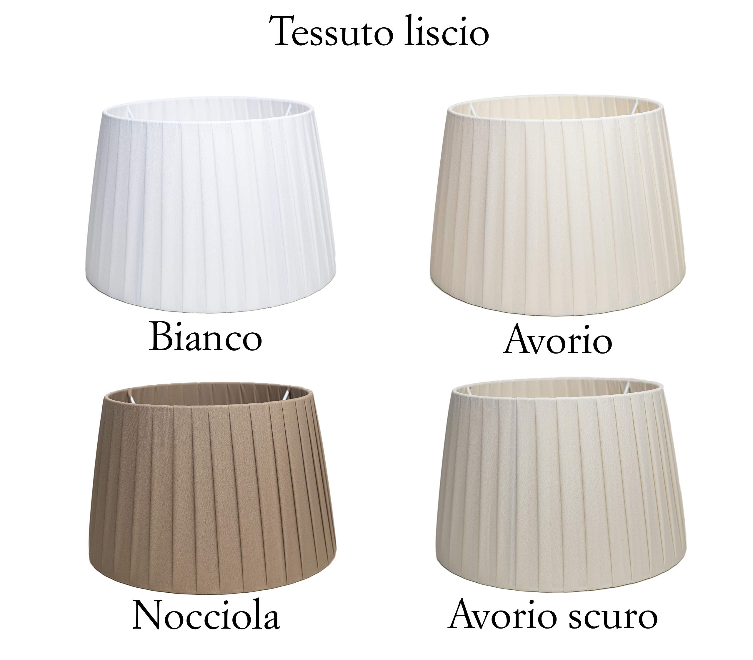 Paralume per lampada e lampadario in Tessuto di seta di qualità interamente Fatto a Mano: 12 colorazioni forma Tronco cono (Grigio, 25 cm (attacco E27))