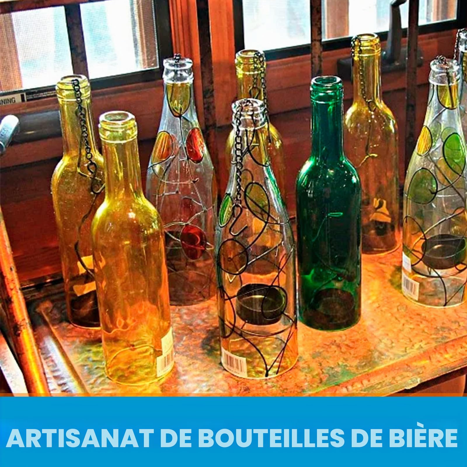 BORDEAG Set coupe-bouteilles en verre, coupe-verre pour bouteilles, coupe-bouteilles pour verres à vin, Kit de découpe de bouteilles, coupe-verre DIY pour couper des bouteilles, vin, liqueur, bière