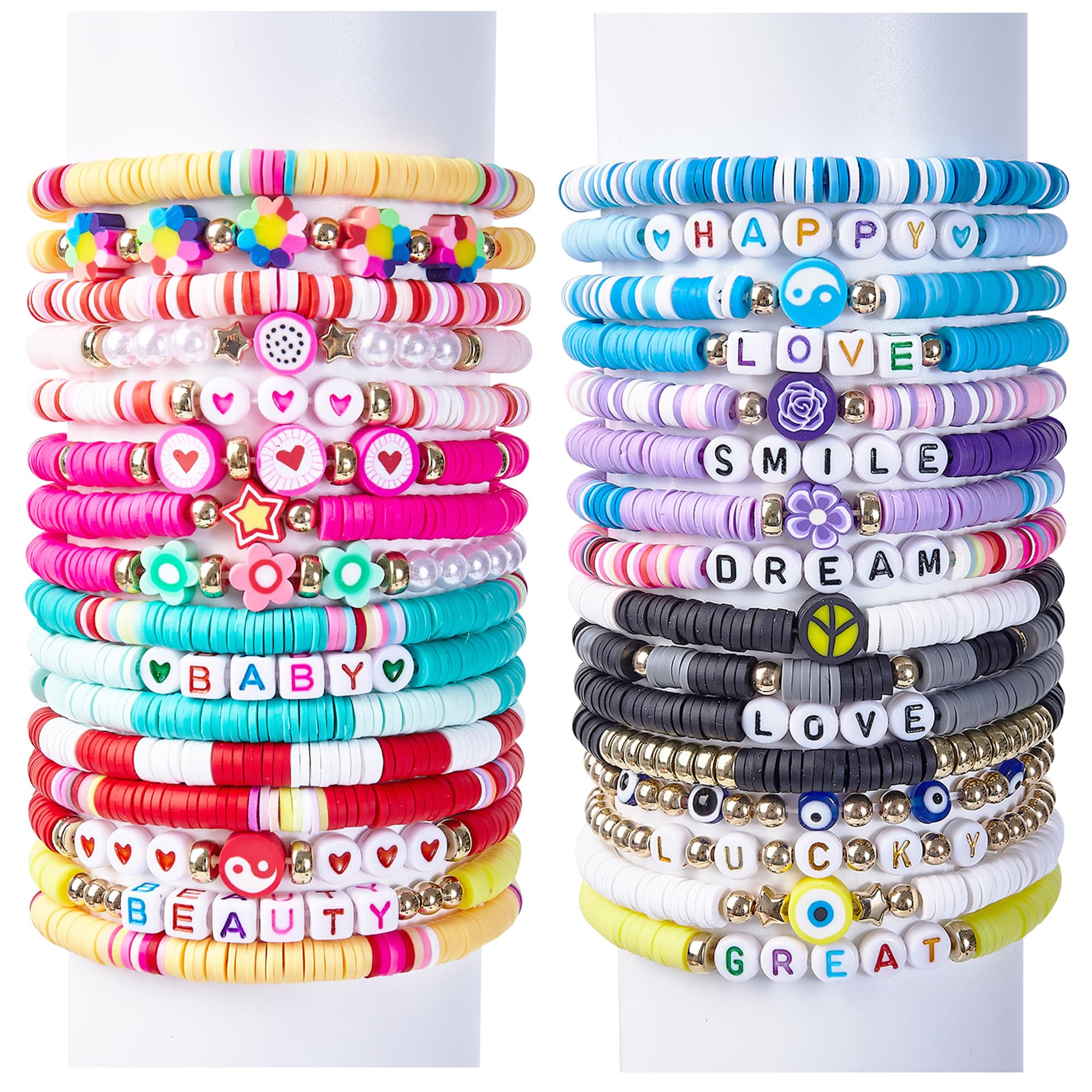 Lot de 32 Bracelets Colorés Preppy Cadeau Anniversaire Enfants Adolescents