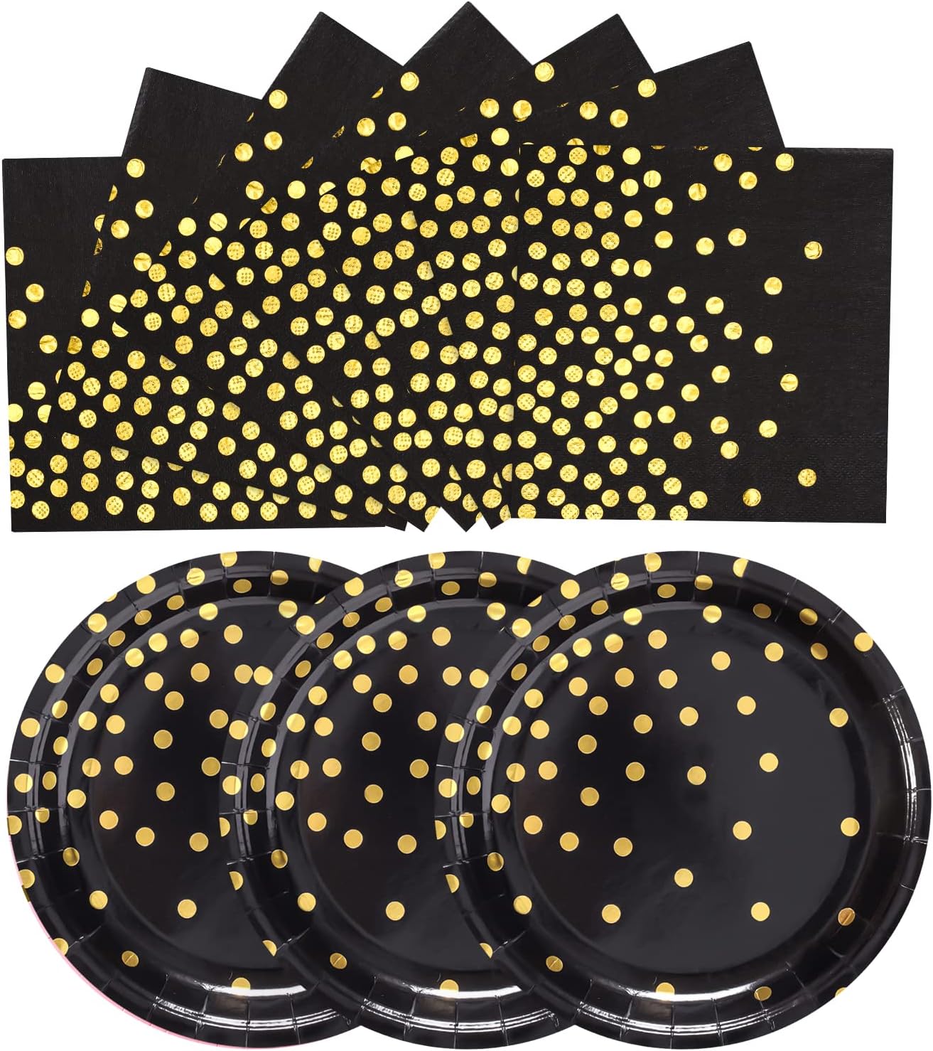 Tessco 120 Pcs Black And Gold Paper Plates Graduation Party