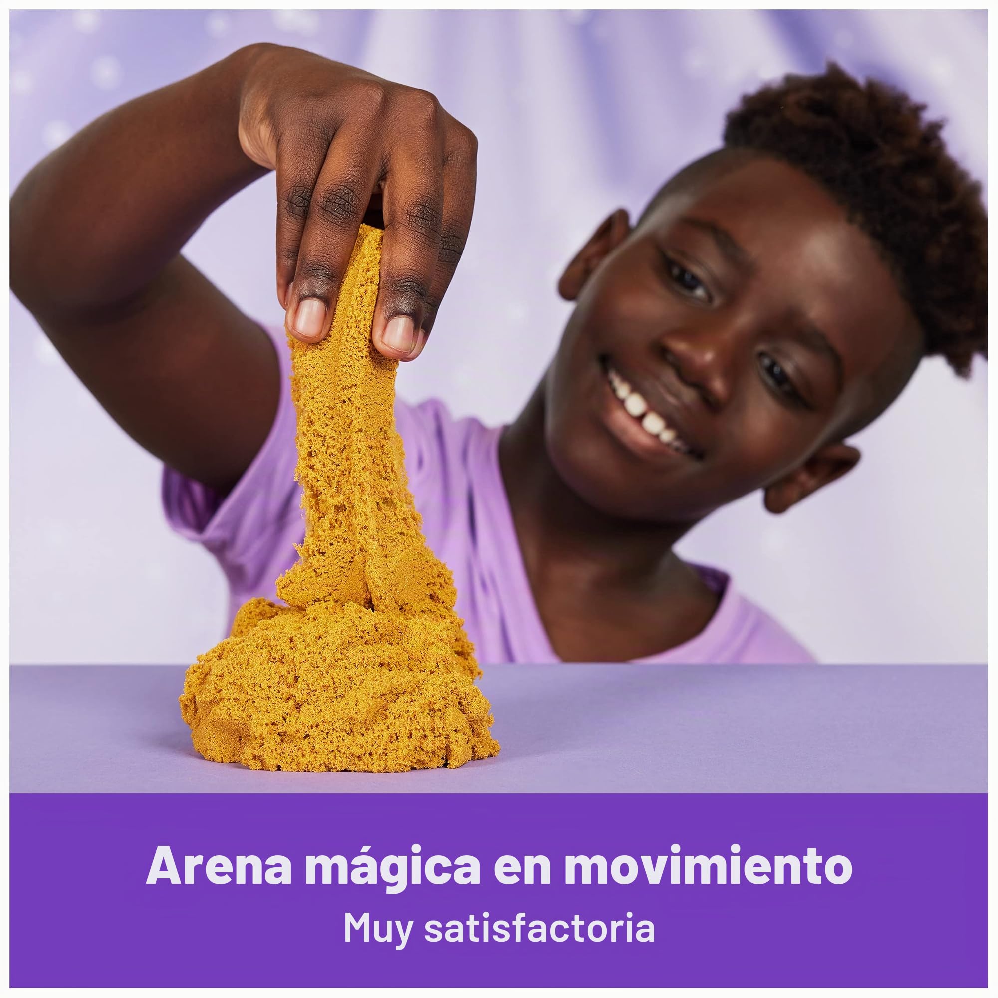 Kinetic Sand, Juego de cristal de sirena, 481 g de arena de juego, arena brillante dorada, almacenamiento y herramientas, juguetes sensoriales para niños a partir de 3 años