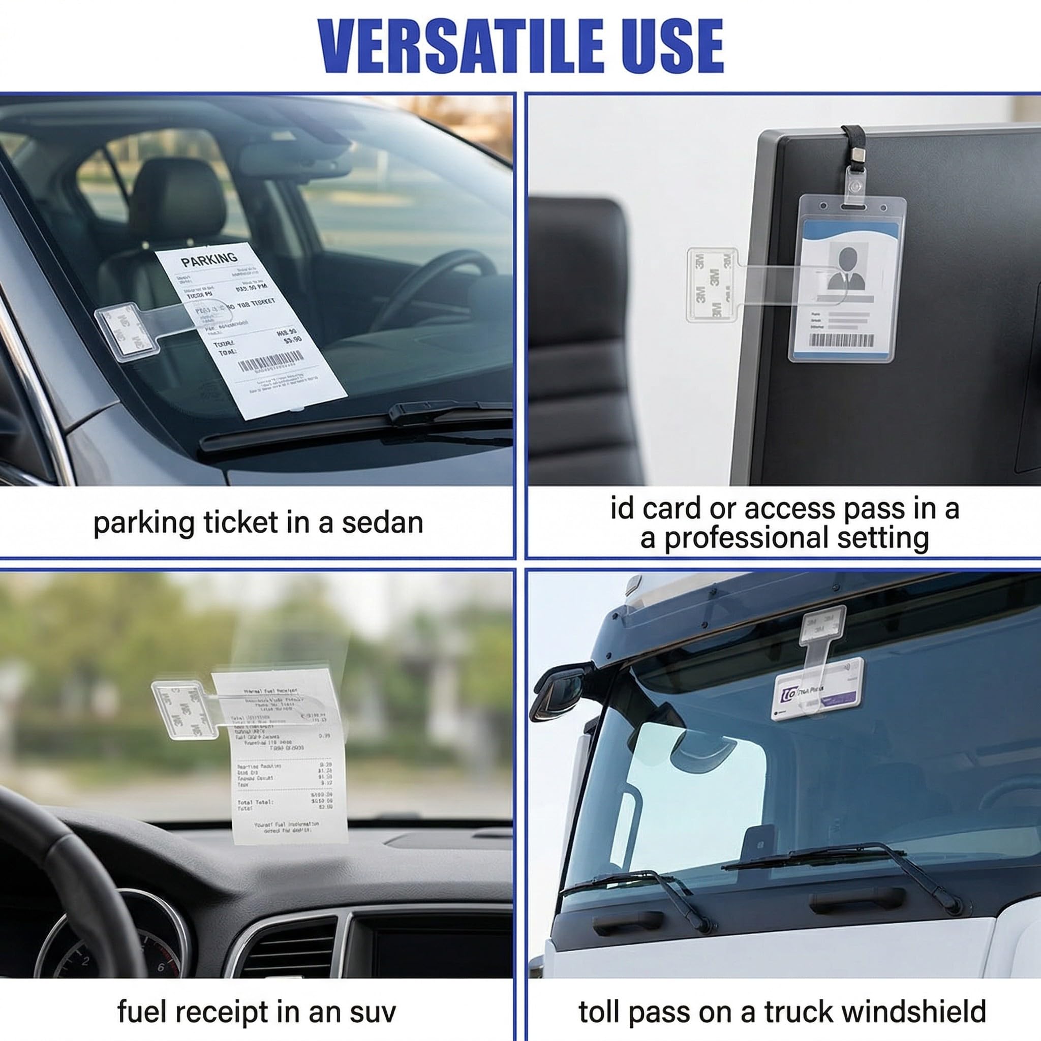6 Unidades Soporte Via T Coche Transparente Estándar Para Tickets Aparcamiento Parabrisas
