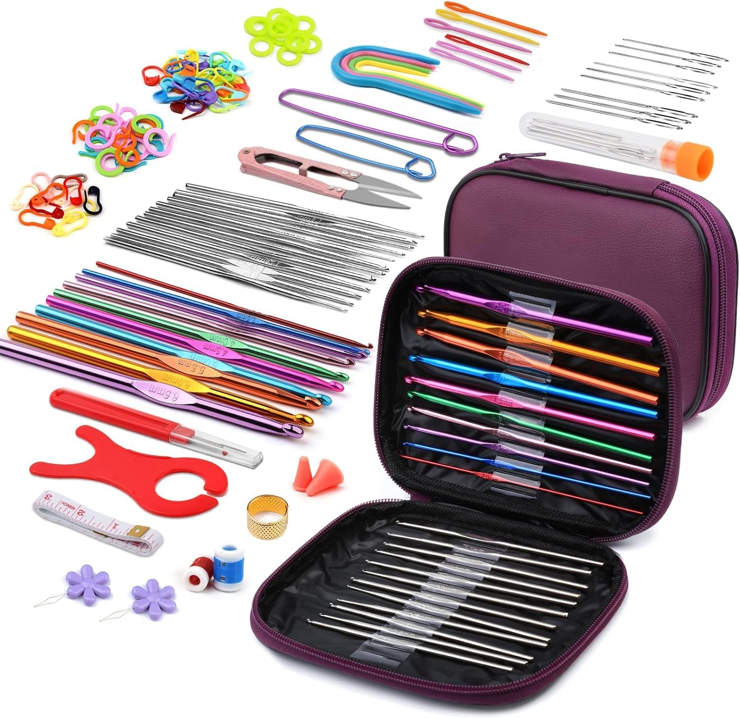 110 pcs Crochet Hook Set and Knitting Needles Set – Complete Crochet Needle and Knitting Kit with Crochet Hooks, Crochet Needles, Knitting Tools, Crosia Needle, and Wool Knitting Needles for Beginners and Experts-picture-25