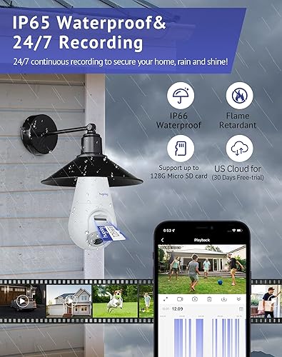 Miniatura 6 de Hugolog Cámaras de seguridad inalámbricas con bombilla de 2K para exteriores, cámaras de 2.4 GHz para seguridad del hogar en interiores con
