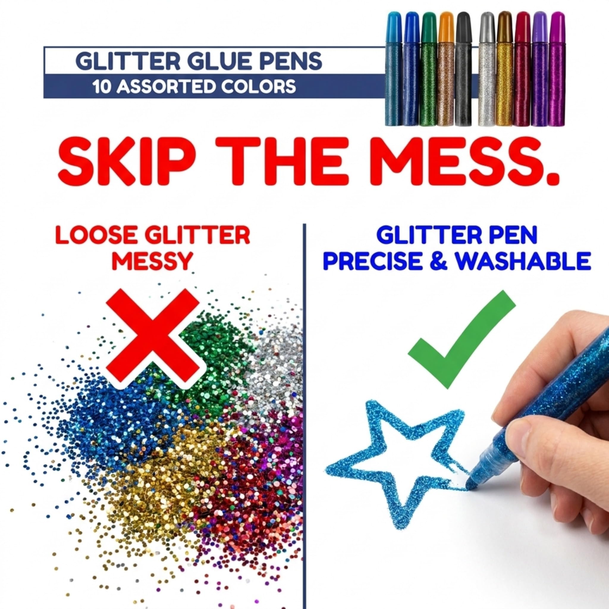 Glitter Glue Pens - 10 Pack for Crafts & Grad Caps -7