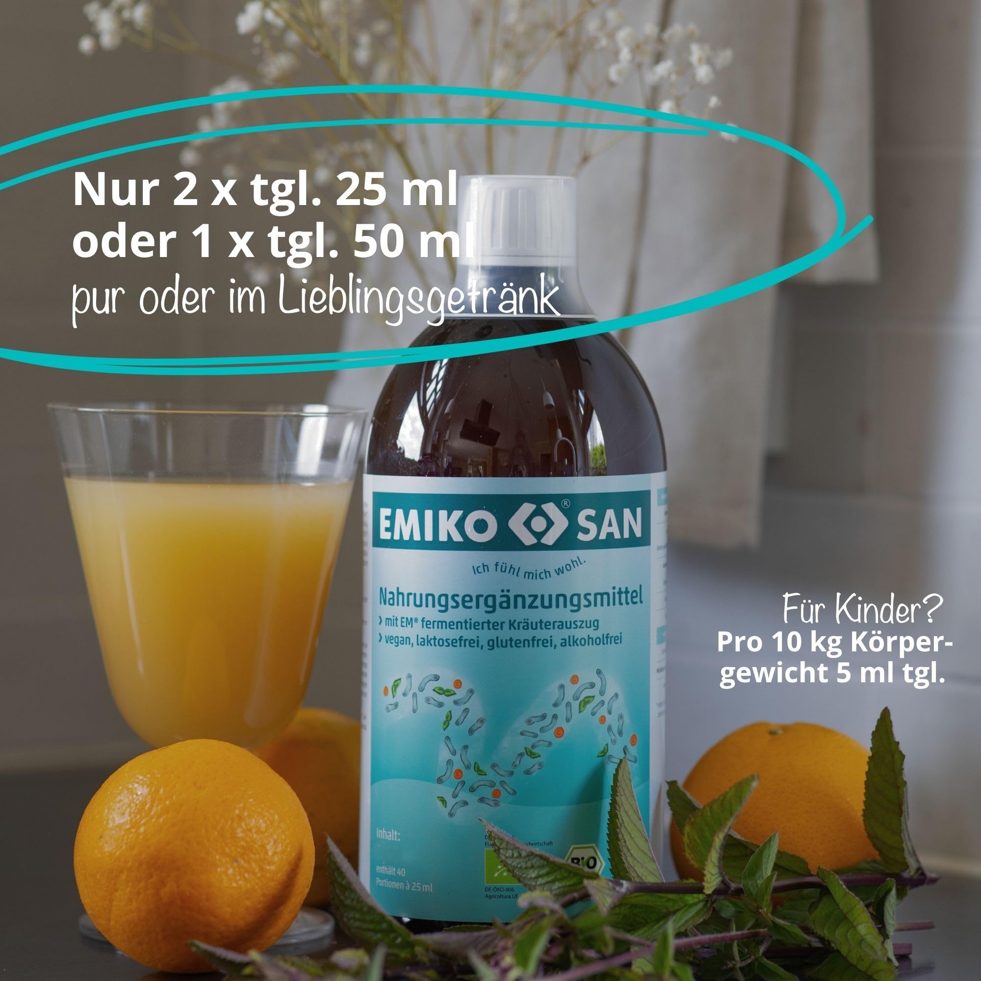 Emiko San Integratore alimentare con Microrganismi Effettivi EM (1 Litro) Emiko