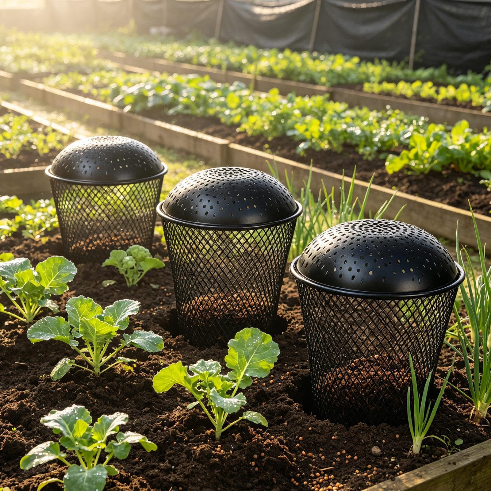 Vermicompostador Cesta Vermicompostaje Residuos con Tapa | Cubo Compost Con Lombrices Para Reciclaje Residuos Comida Interior Exterior Alimentación Plantas Macetas