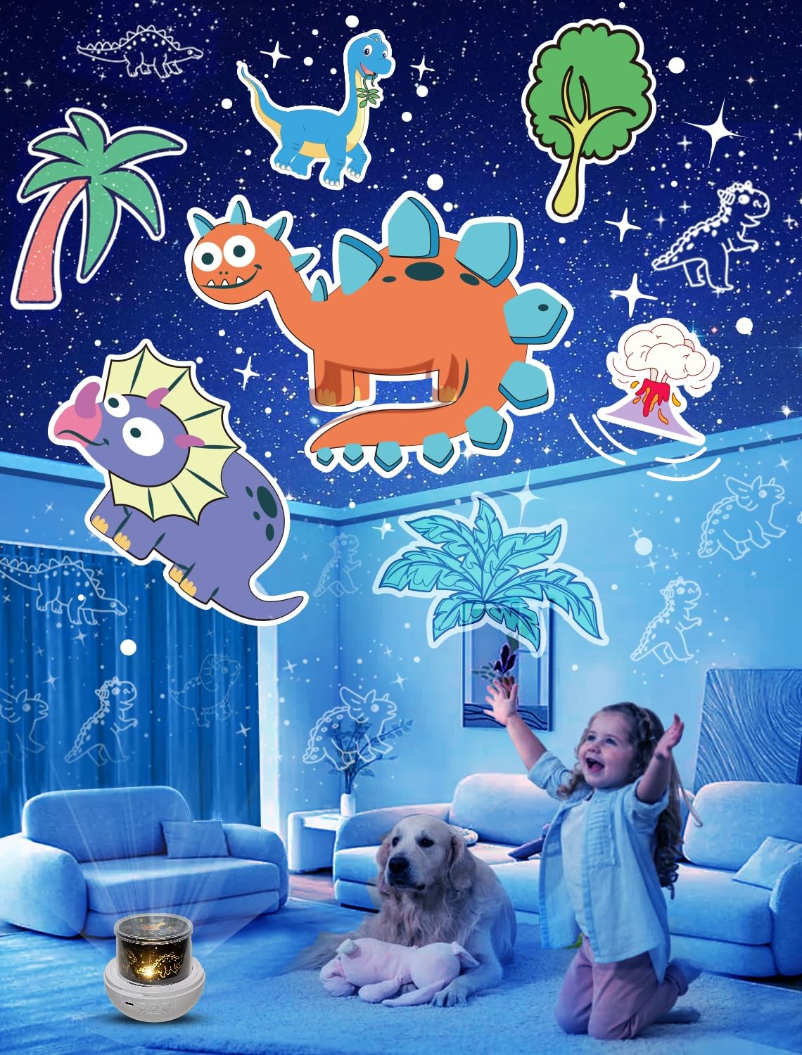 Projektor Nachtlicht für Kinder + 21 Sets Filme, Kinder Nachtlicht Projektor für Schlafzimmer, Decke, Stern Galaxie Projektor mit 360° Drehung, Dimmbar für Baby Mädchen, Weihnachten, Kinderzimmer