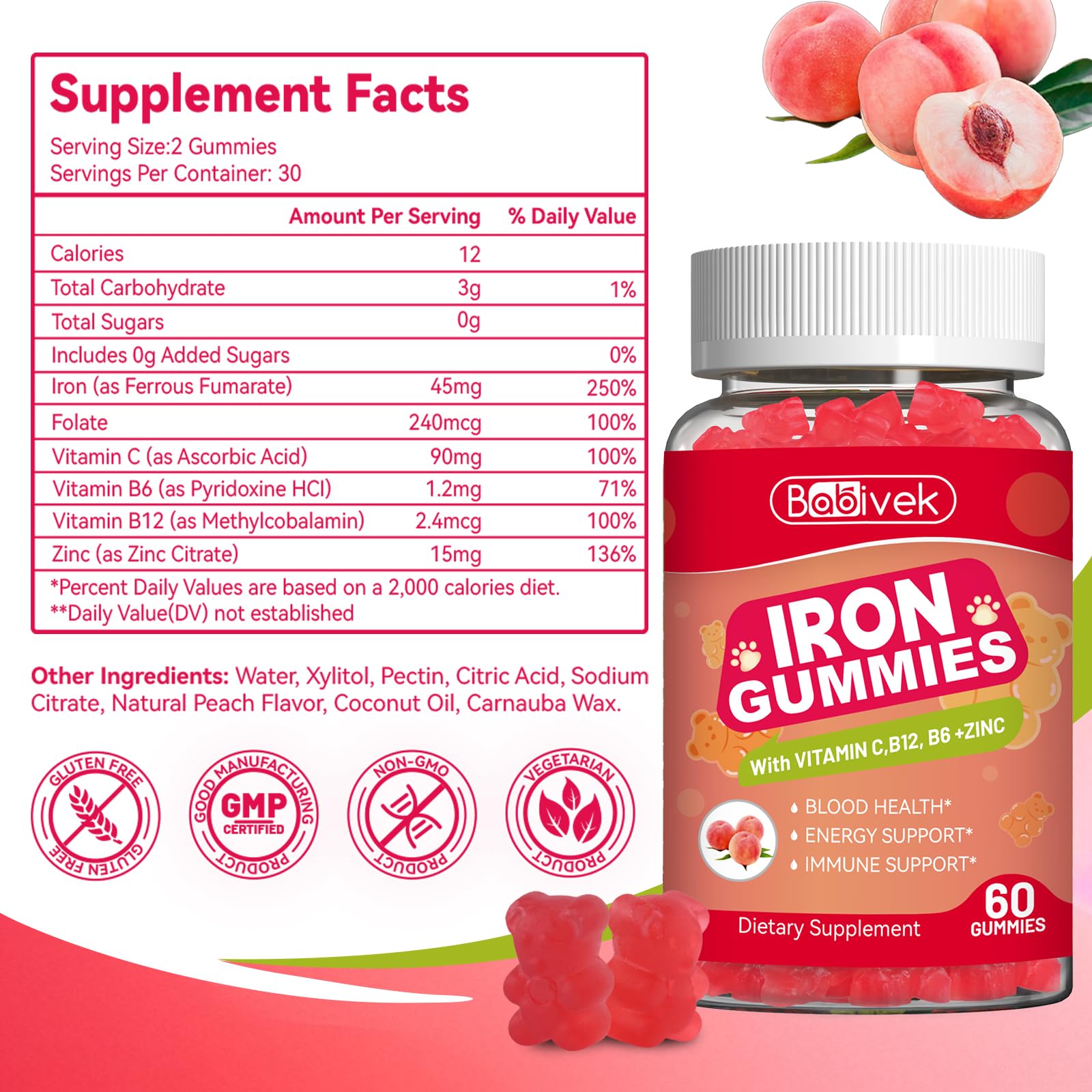 Iron Supplement Gummies for Women & Men, Iron Gummies with Multivitamin — Amazon image 7