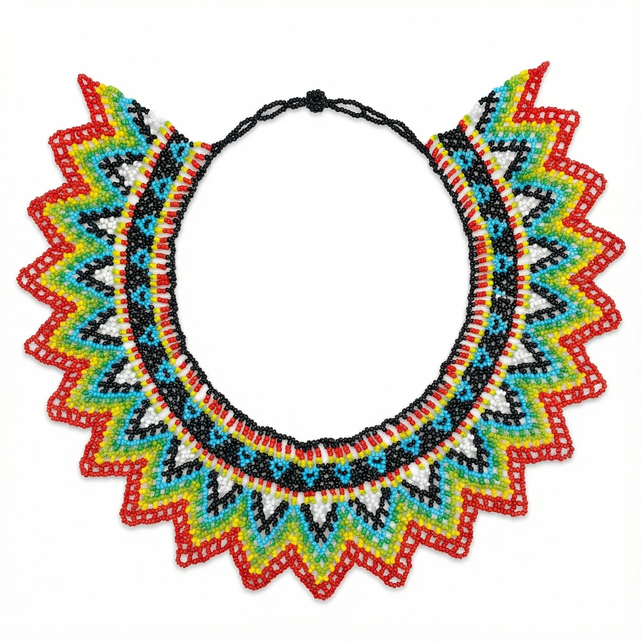 Multicolor Beaded Bib Necklace - South African Maasai Style Statement Jewelry for Women - Unique African Choker Necklace Perfect as Sister Gifts