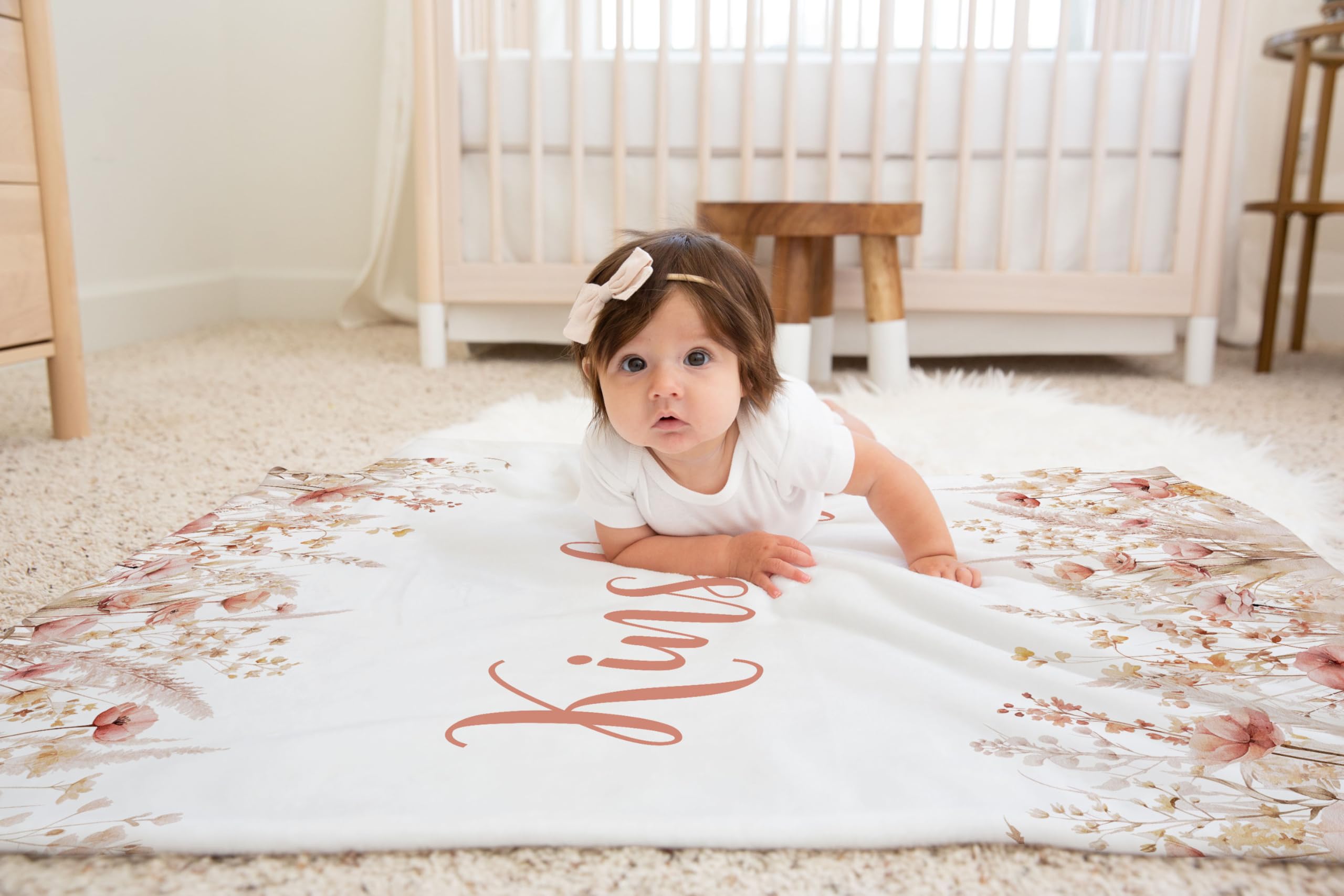 Personalized Baby Blanket With Name - Custom Flower Pig Design, 30x40 Inch Fleece Throw For Boys & Girls - View #7