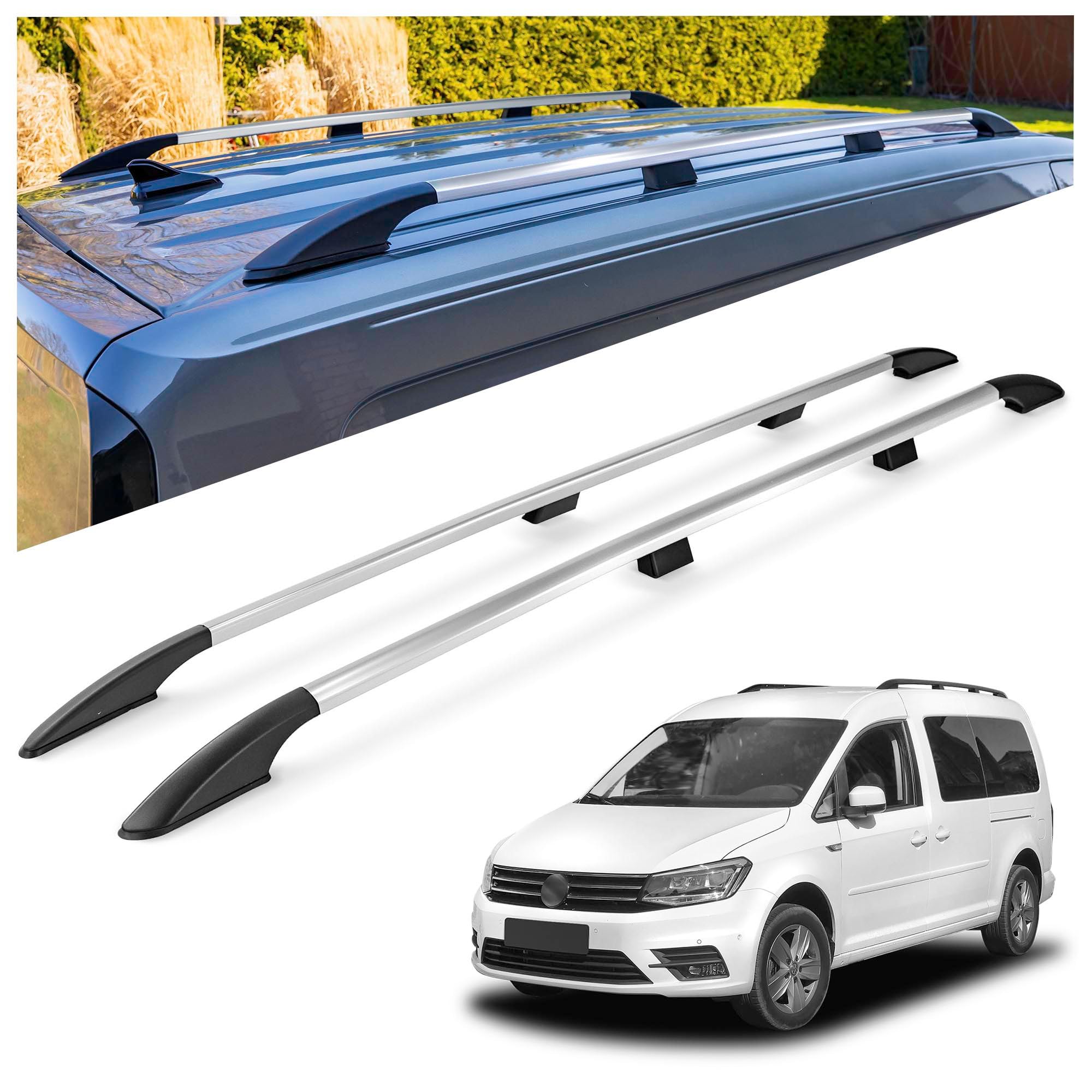 CHROMEMASTER | Barre Longitudinali da Tetto Compatibili con VW Caddy L2 | Maxi LUNGO 2015-2020; Consentono il Montaggio di Portapacchi da Tetto, Box da Tetto e Portabici | Installazione Semplice