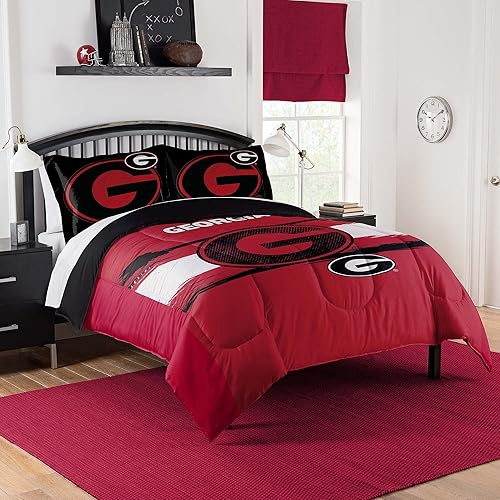 NORTHWEST NCAA Georgia Bulldogs - Juego de edredón y funda de almohada FullQueen
