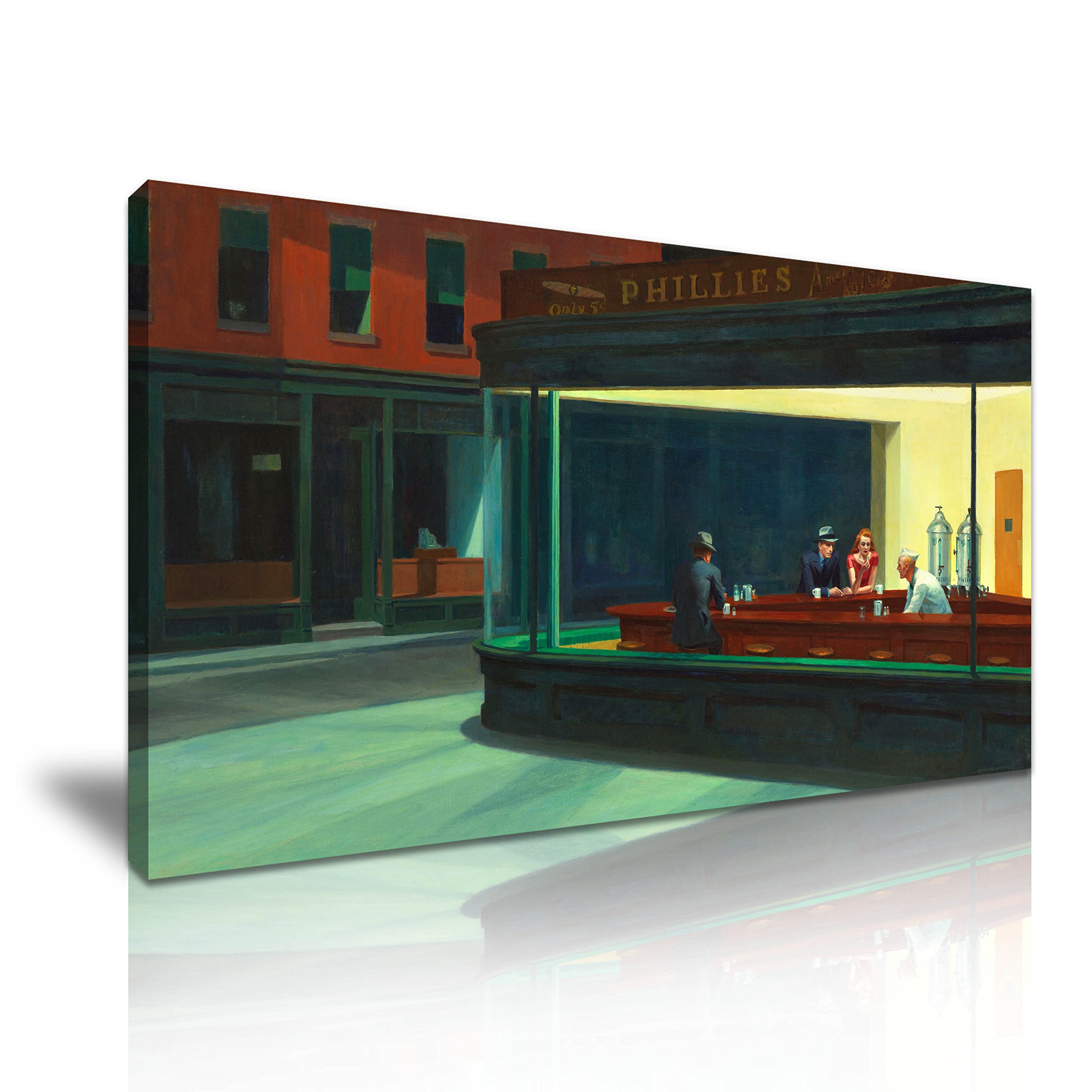 Nighthawks Edward Hopper 1942 Canvas Wall Art Picture Print 82cm x 41cm