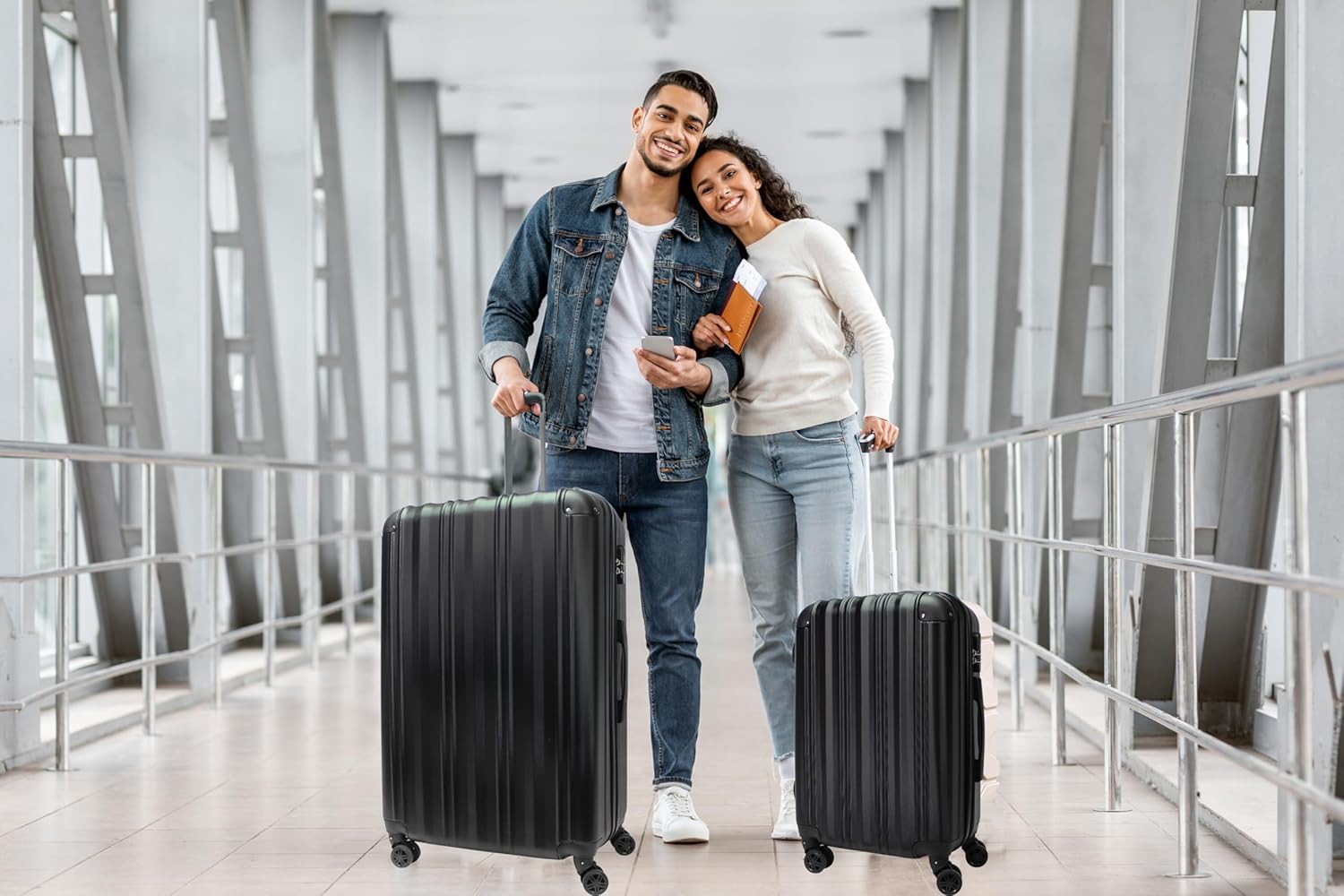 World Traveler Kemyer Quest 2-Piece Hardside Lightweight Expandable Spinner Suitcase Luggage Set - Black (20 & 29)