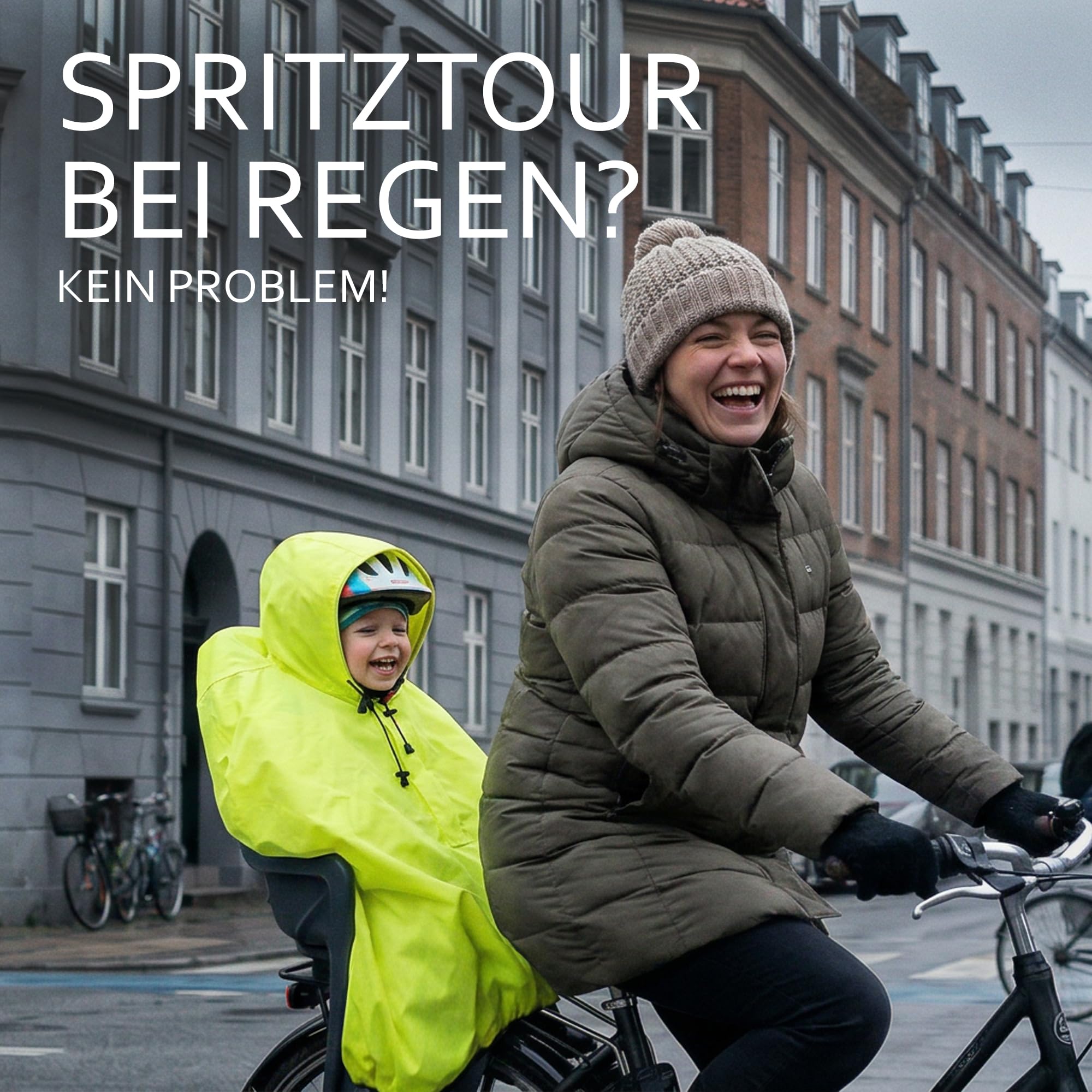 BambiniWelt by Rafael K. Cape de pluie [Poncho de pluie pour siège de vélo enfant] Siège de vélo Bandes réfléchissantes Protection contre la pluie universelle compatible avec Römer